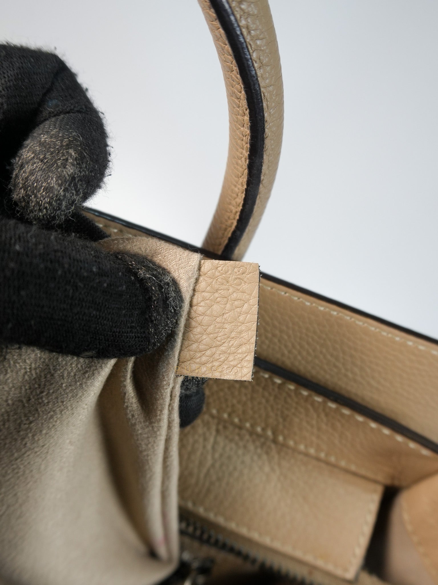 Micro Luggage Taupe in Drummed Calfskin Leather | Purse Maison Luxury Bags Shop