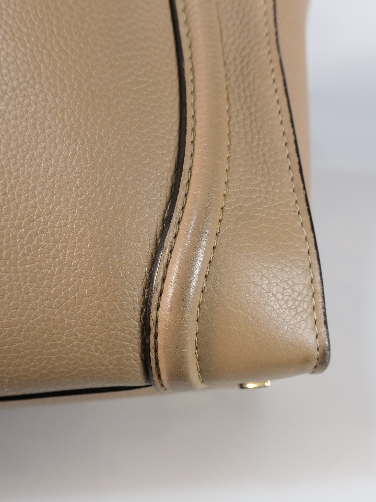 Micro Luggage Taupe in Drummed Calfskin Leather | Purse Maison Luxury Bags Shop