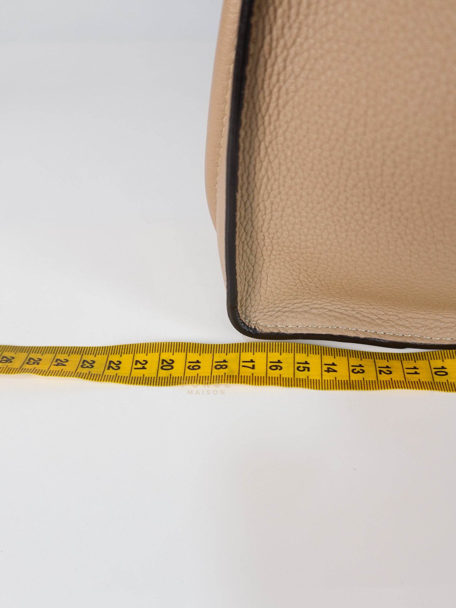 Micro Luggage Taupe in Drummed Calfskin Leather | Purse Maison Luxury Bags Shop