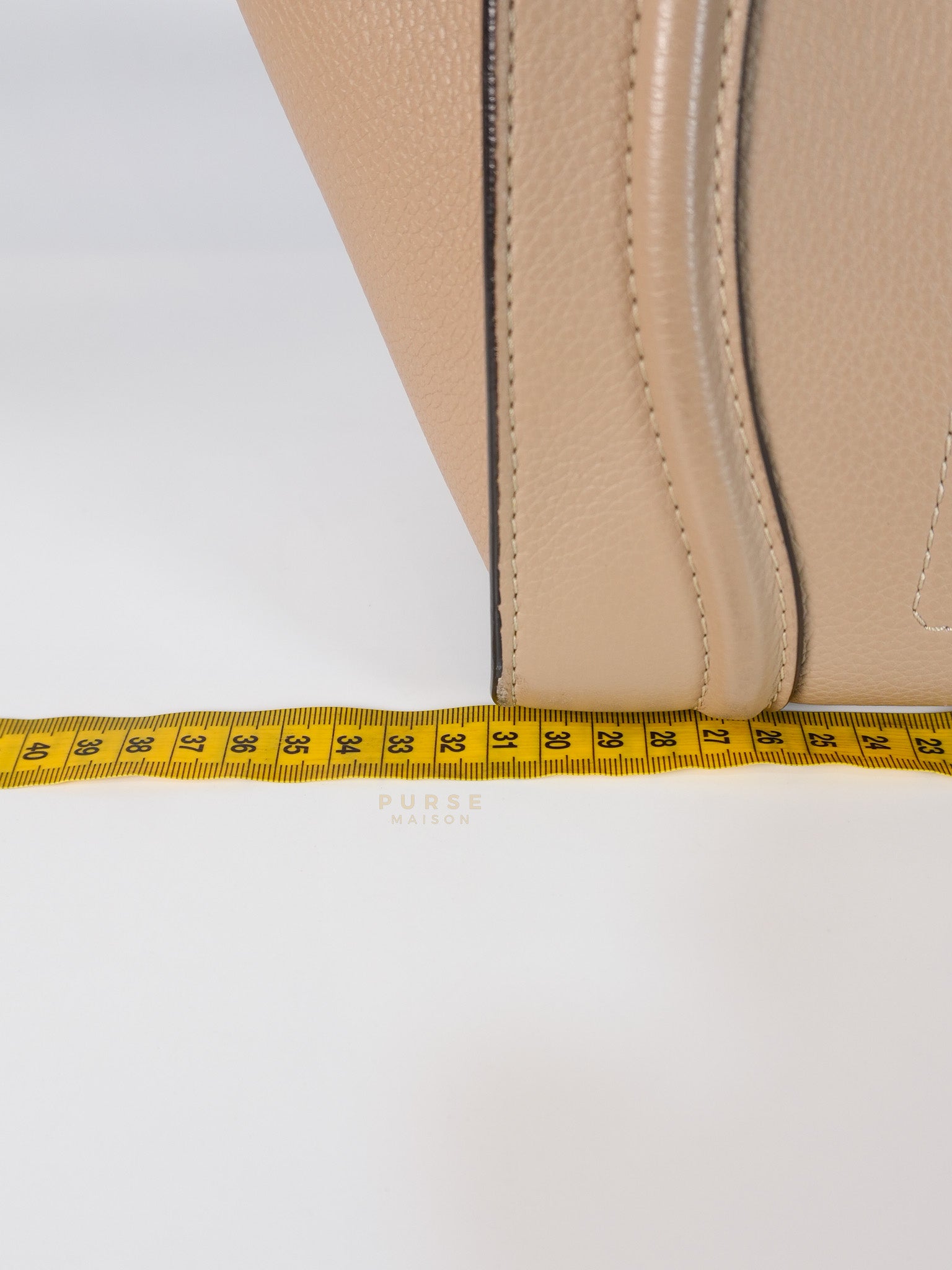 Micro Luggage Taupe in Drummed Calfskin Leather | Purse Maison Luxury Bags Shop