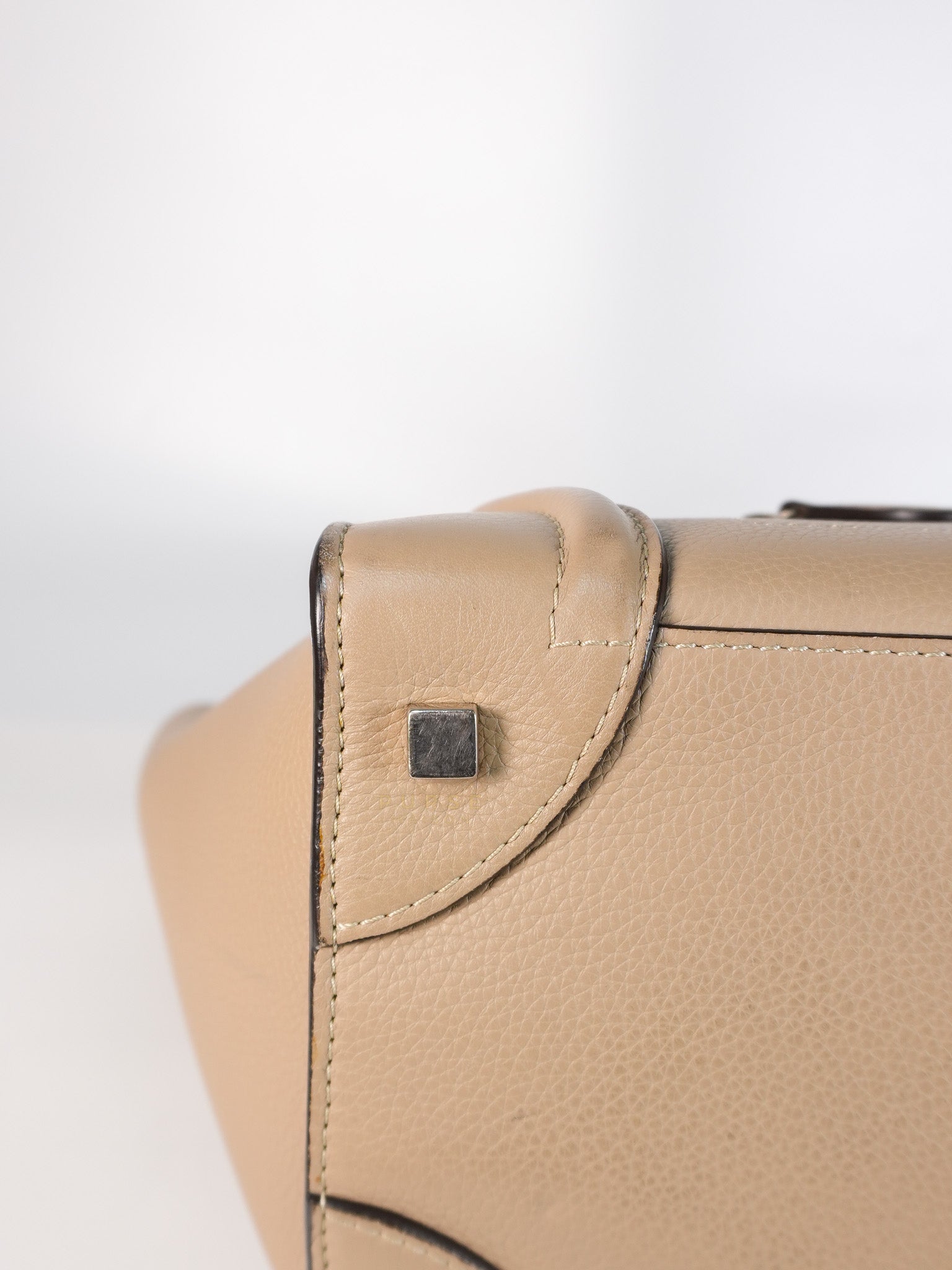 Micro Luggage Taupe in Drummed Calfskin Leather | Purse Maison Luxury Bags Shop
