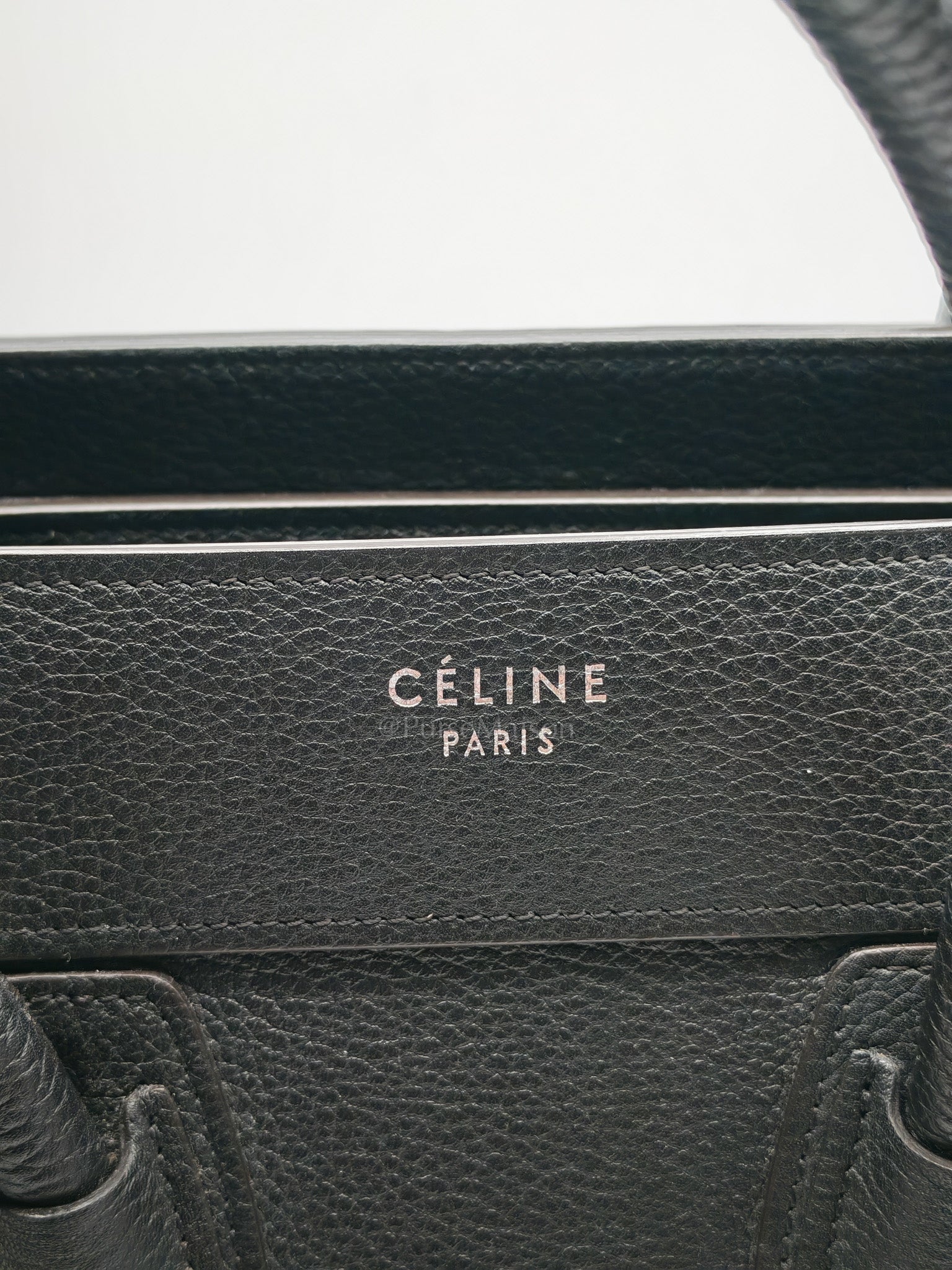Micro Luggage Tote Bag in Black Grained Calfskin Leather | Purse Maison Luxury Bags Shop
