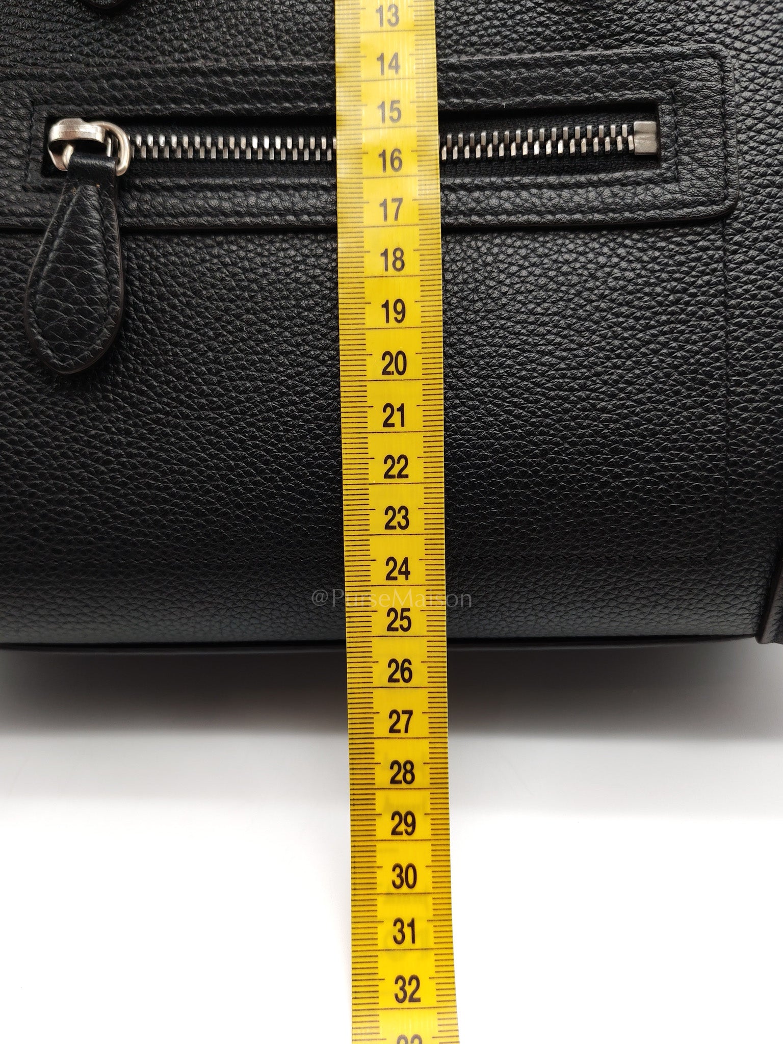 Micro Luggage Tote Bag in Black Grained Calfskin Leather | Purse Maison Luxury Bags Shop