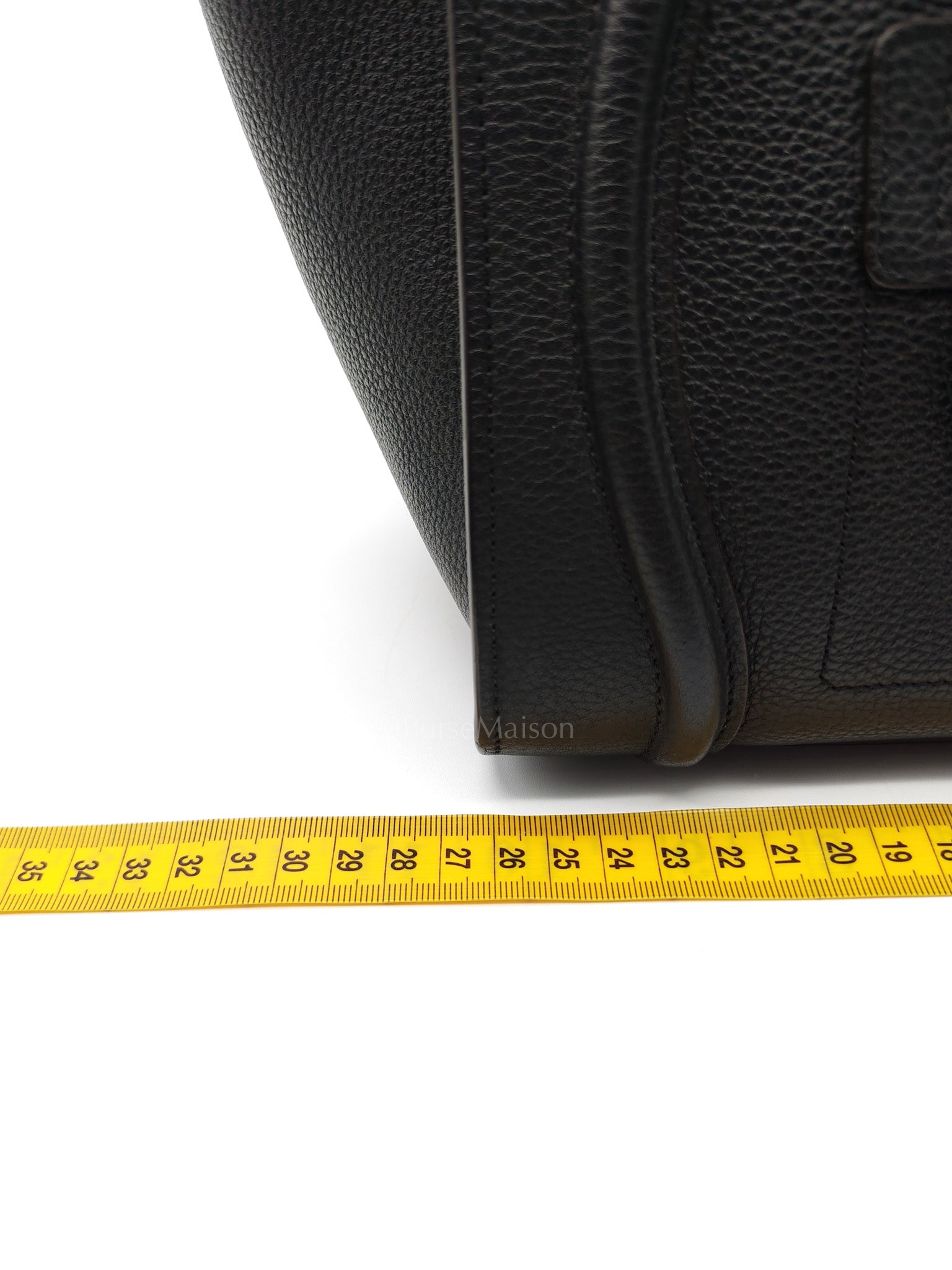 Micro Luggage Tote Bag in Black Grained Calfskin Leather | Purse Maison Luxury Bags Shop