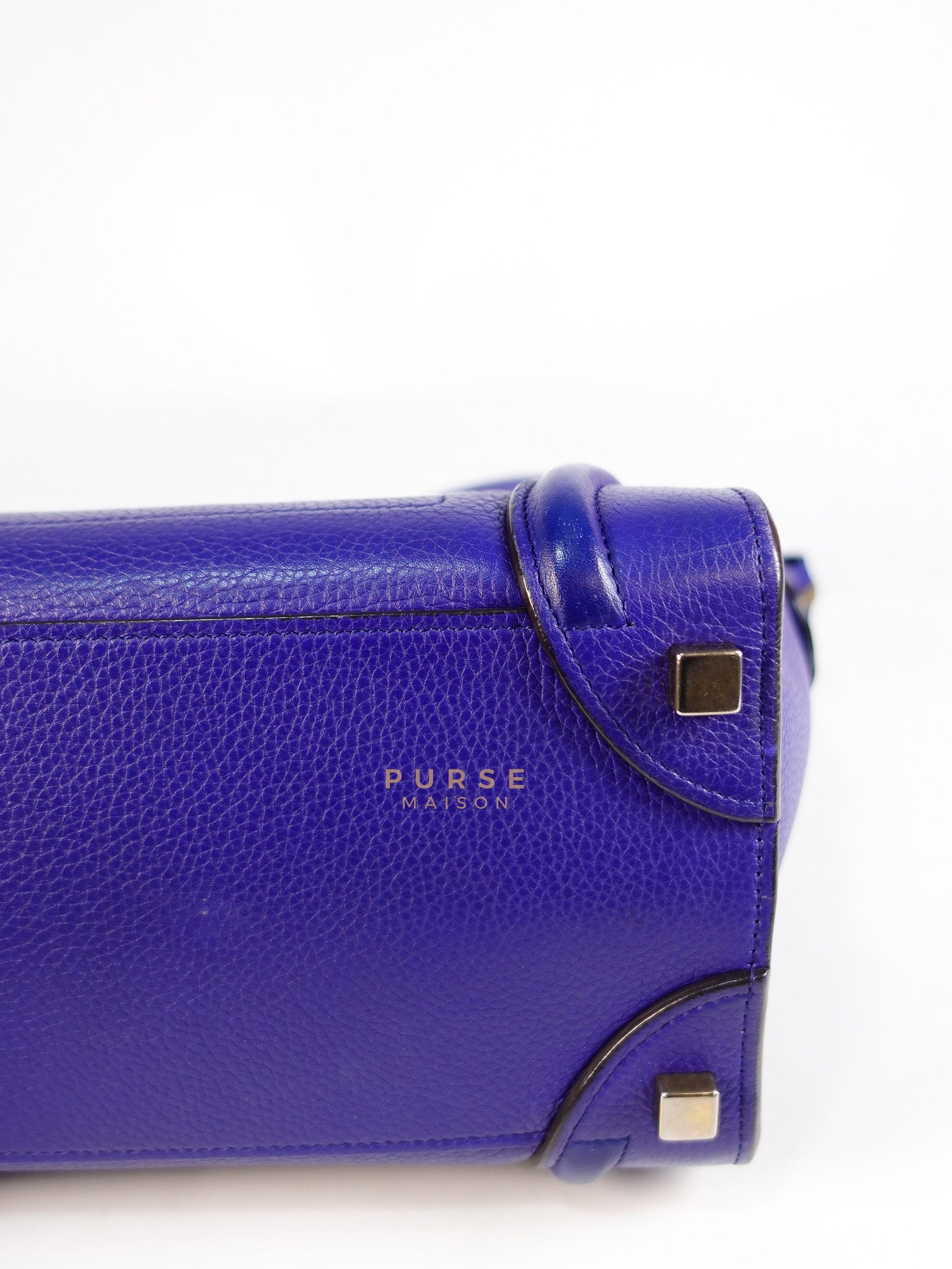 Micro Luggage Tote Bag in Blue Calfskin Leather | Purse Maison Luxury Bags Shop