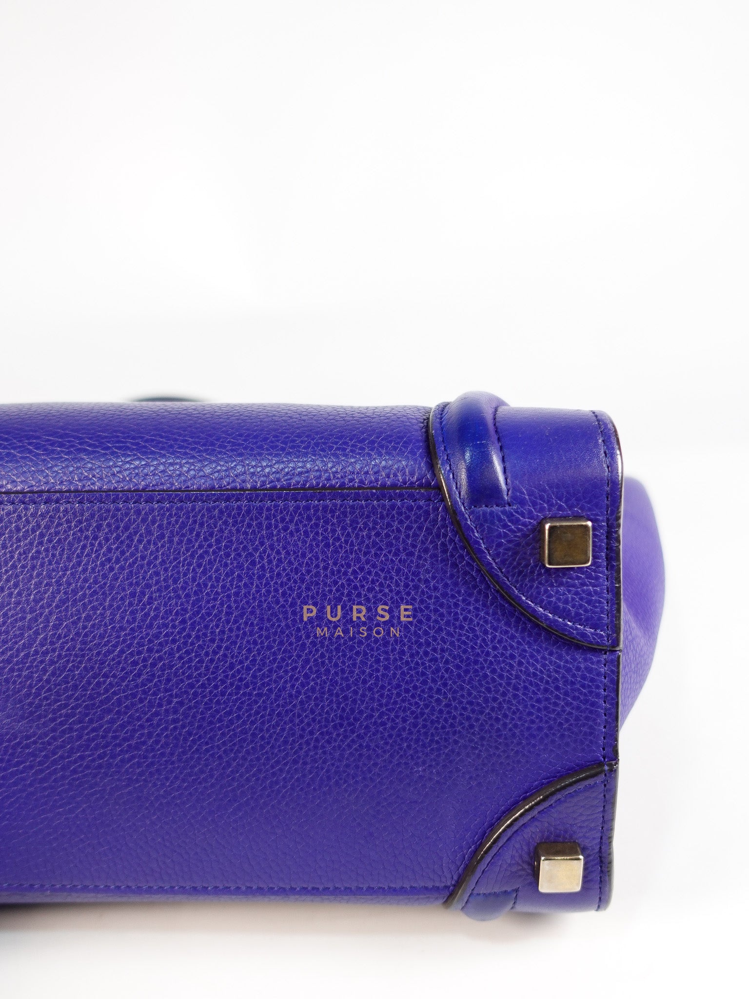 Micro Luggage Tote Bag in Blue Calfskin Leather | Purse Maison Luxury Bags Shop