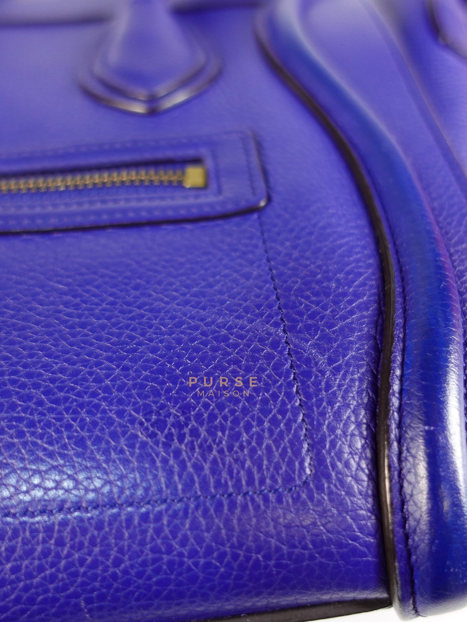 Micro Luggage Tote Bag in Blue Calfskin Leather | Purse Maison Luxury Bags Shop