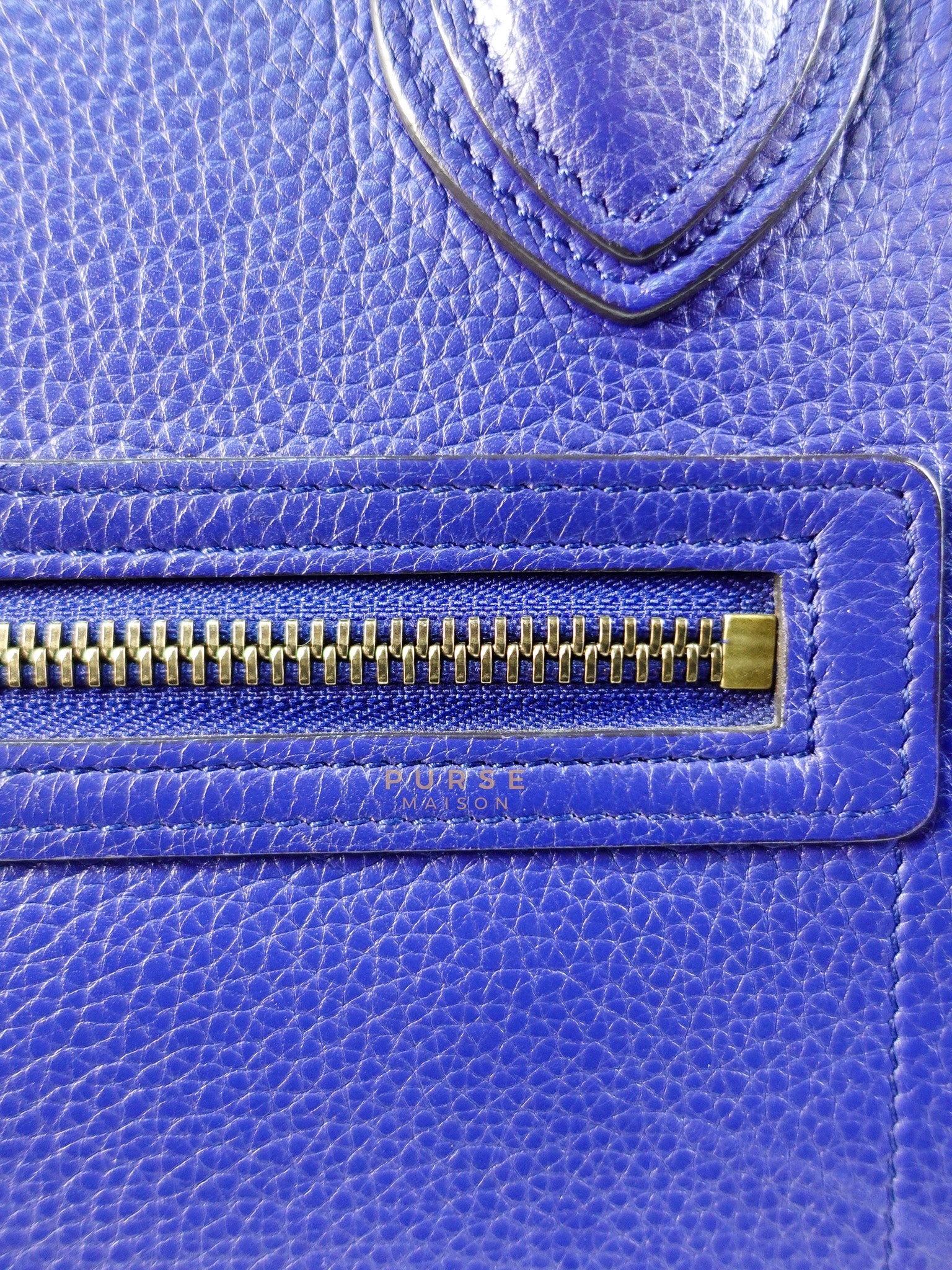 Micro Luggage Tote Bag in Blue Calfskin Leather | Purse Maison Luxury Bags Shop