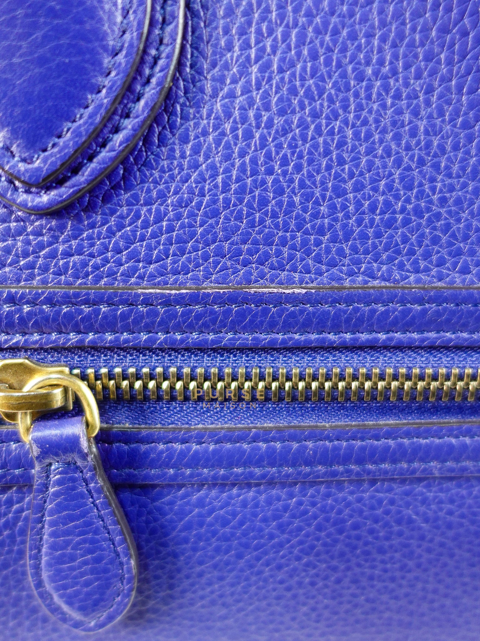 Micro Luggage Tote Bag in Blue Calfskin Leather | Purse Maison Luxury Bags Shop