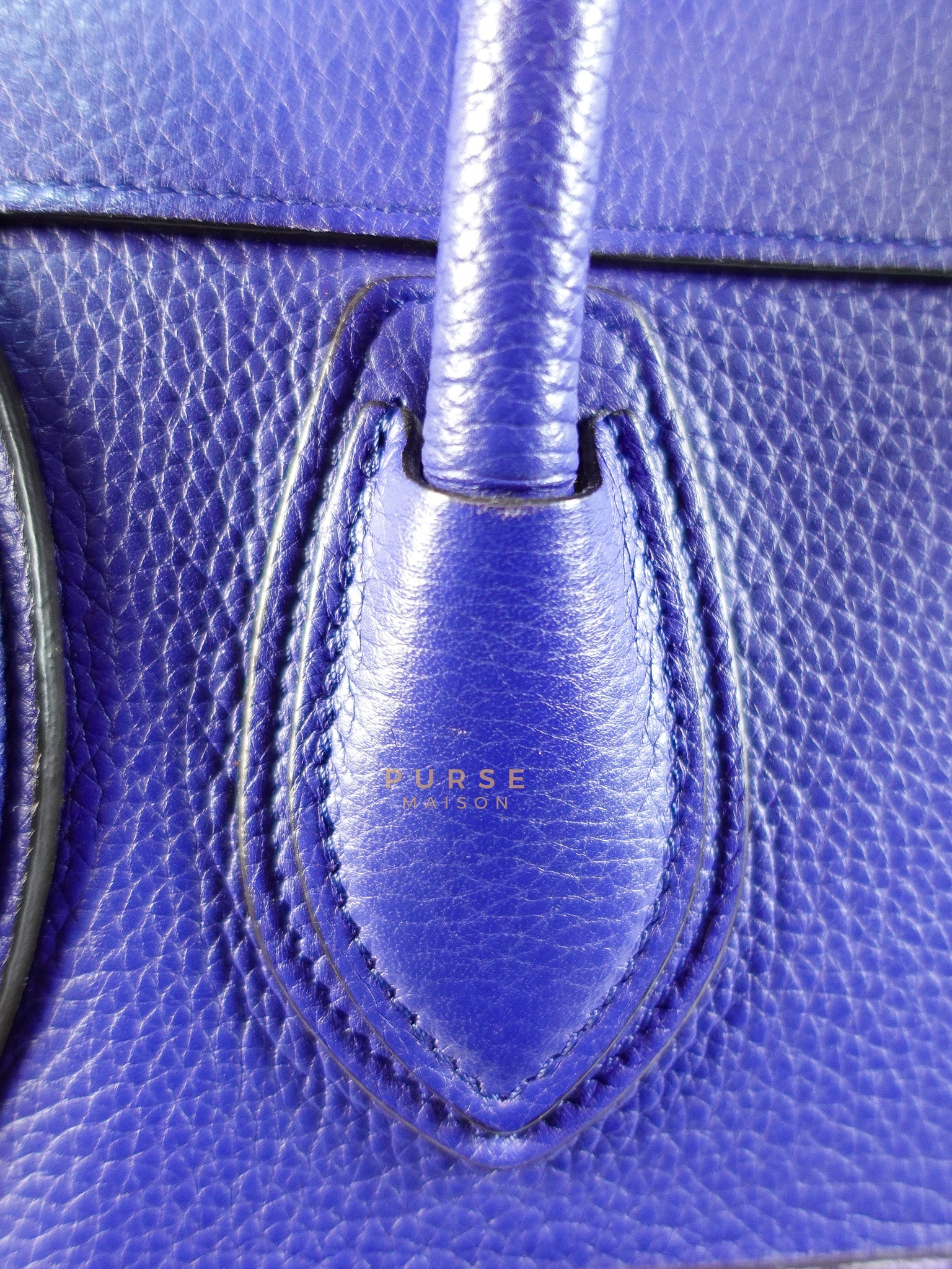 Micro Luggage Tote Bag in Blue Calfskin Leather | Purse Maison Luxury Bags Shop
