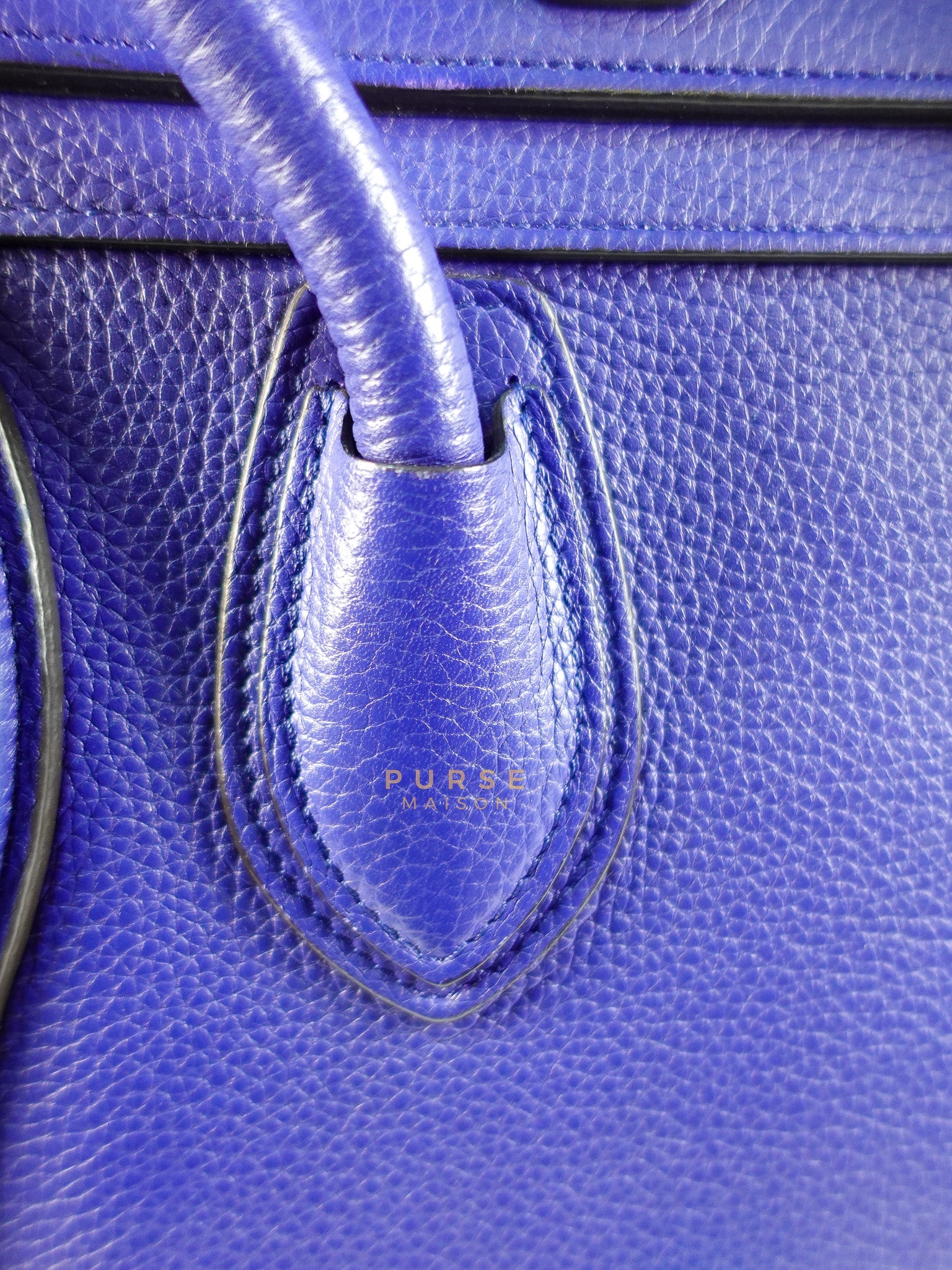 Micro Luggage Tote Bag in Blue Calfskin Leather | Purse Maison Luxury Bags Shop