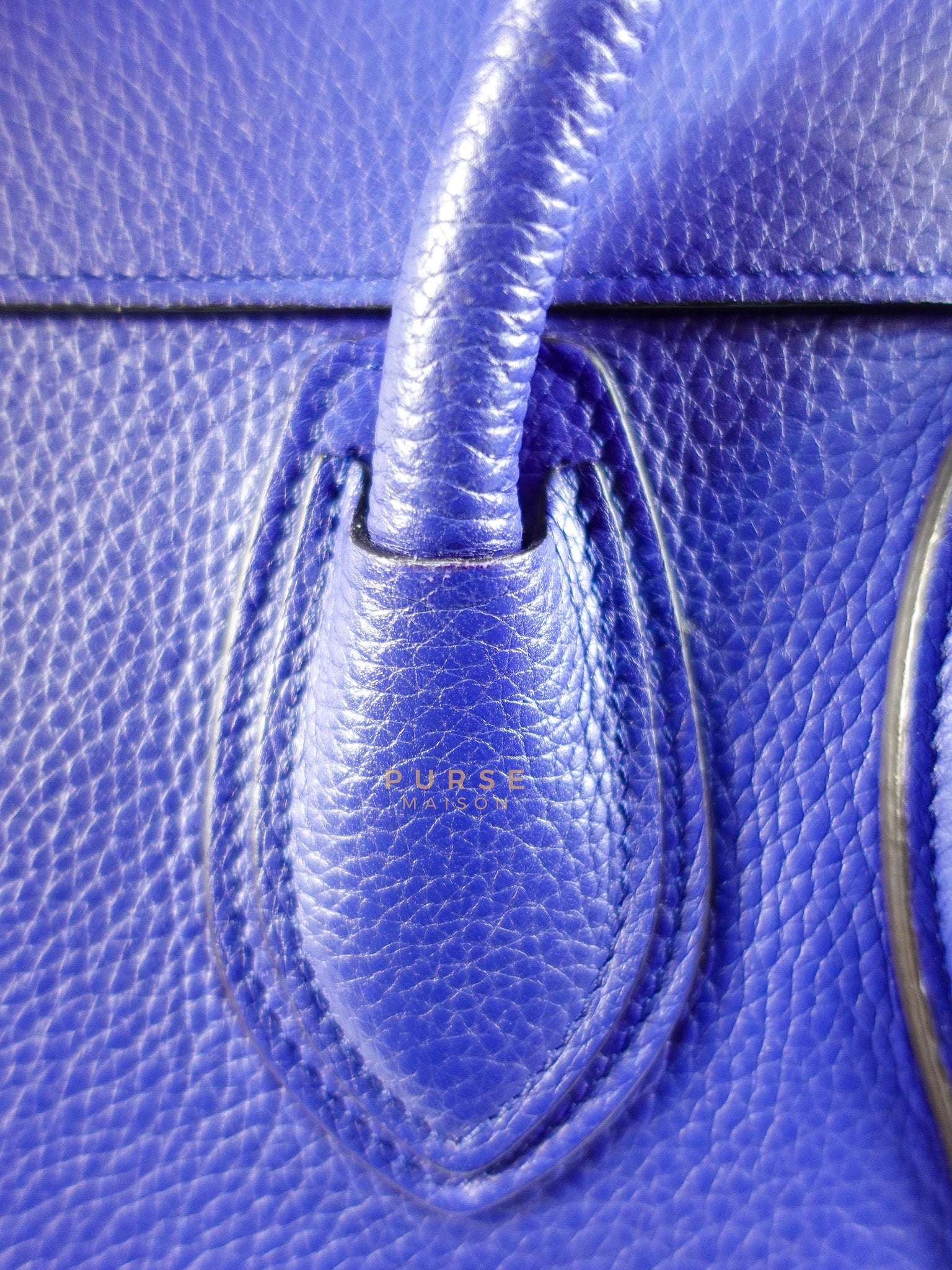 Micro Luggage Tote Bag in Blue Calfskin Leather | Purse Maison Luxury Bags Shop