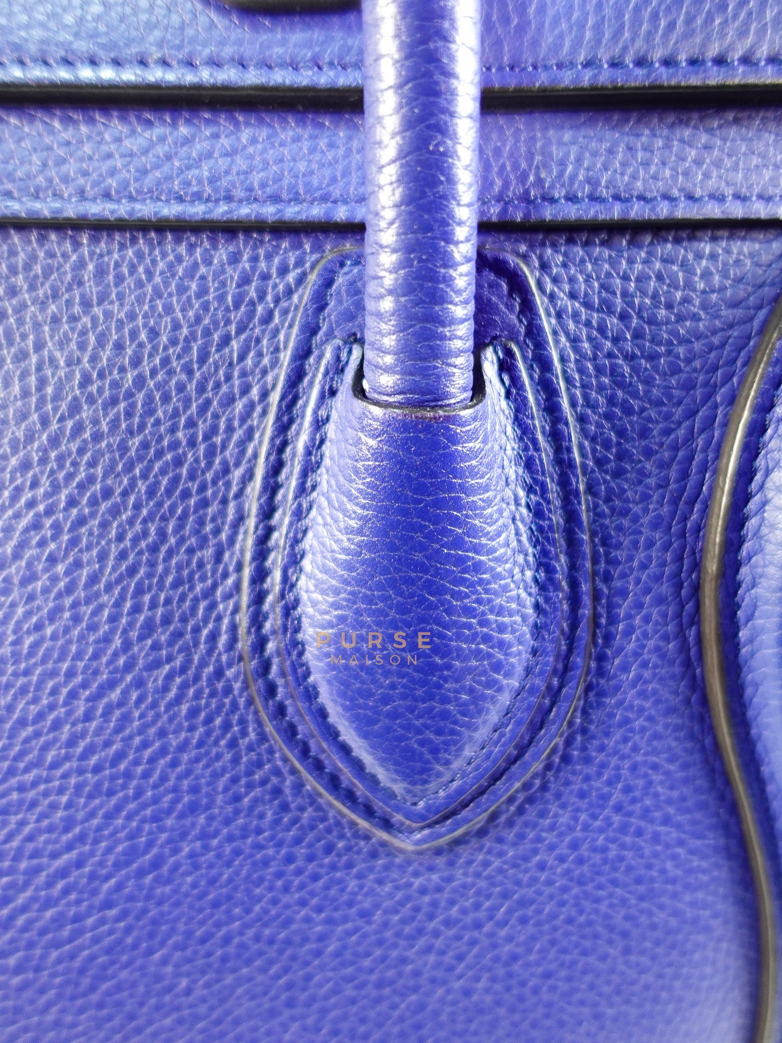 Micro Luggage Tote Bag in Blue Calfskin Leather | Purse Maison Luxury Bags Shop