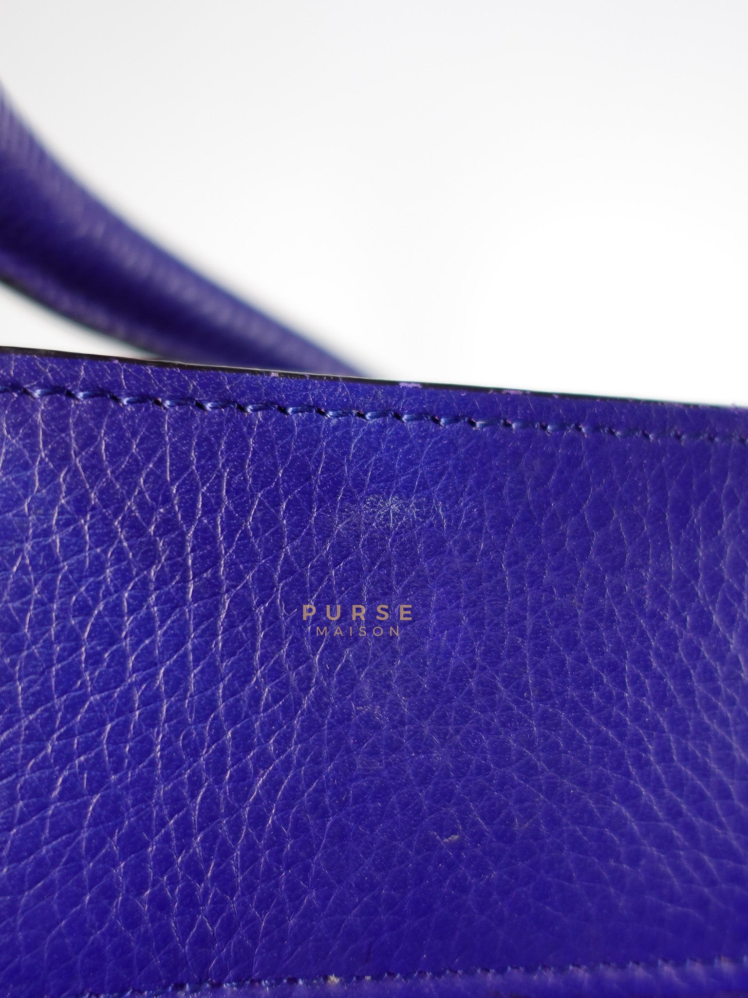 Micro Luggage Tote Bag in Blue Calfskin Leather | Purse Maison Luxury Bags Shop