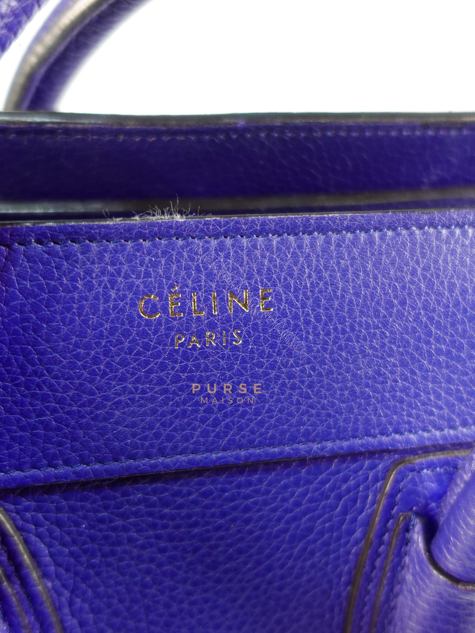 Micro Luggage Tote Bag in Blue Calfskin Leather | Purse Maison Luxury Bags Shop