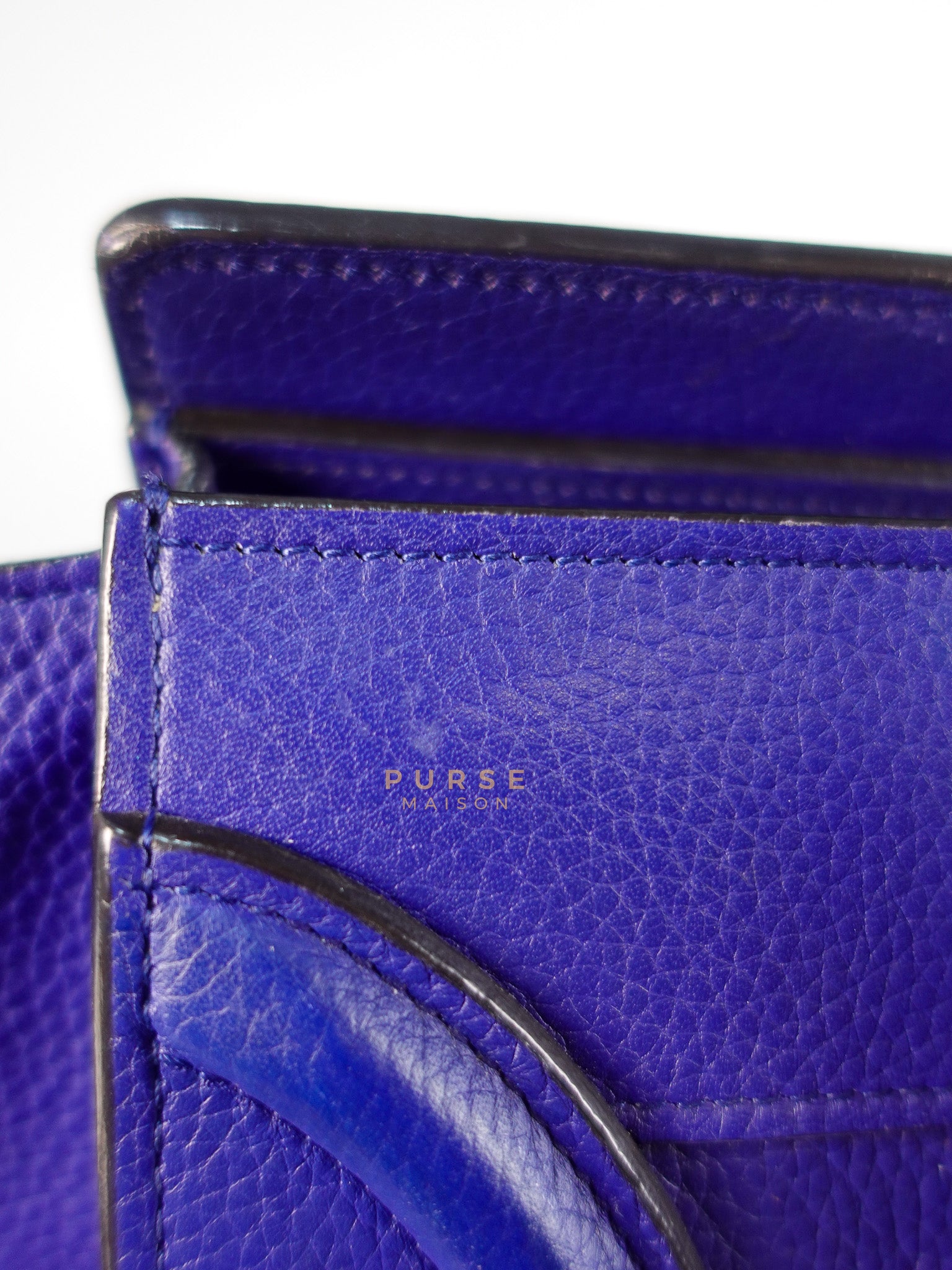 Micro Luggage Tote Bag in Blue Calfskin Leather | Purse Maison Luxury Bags Shop