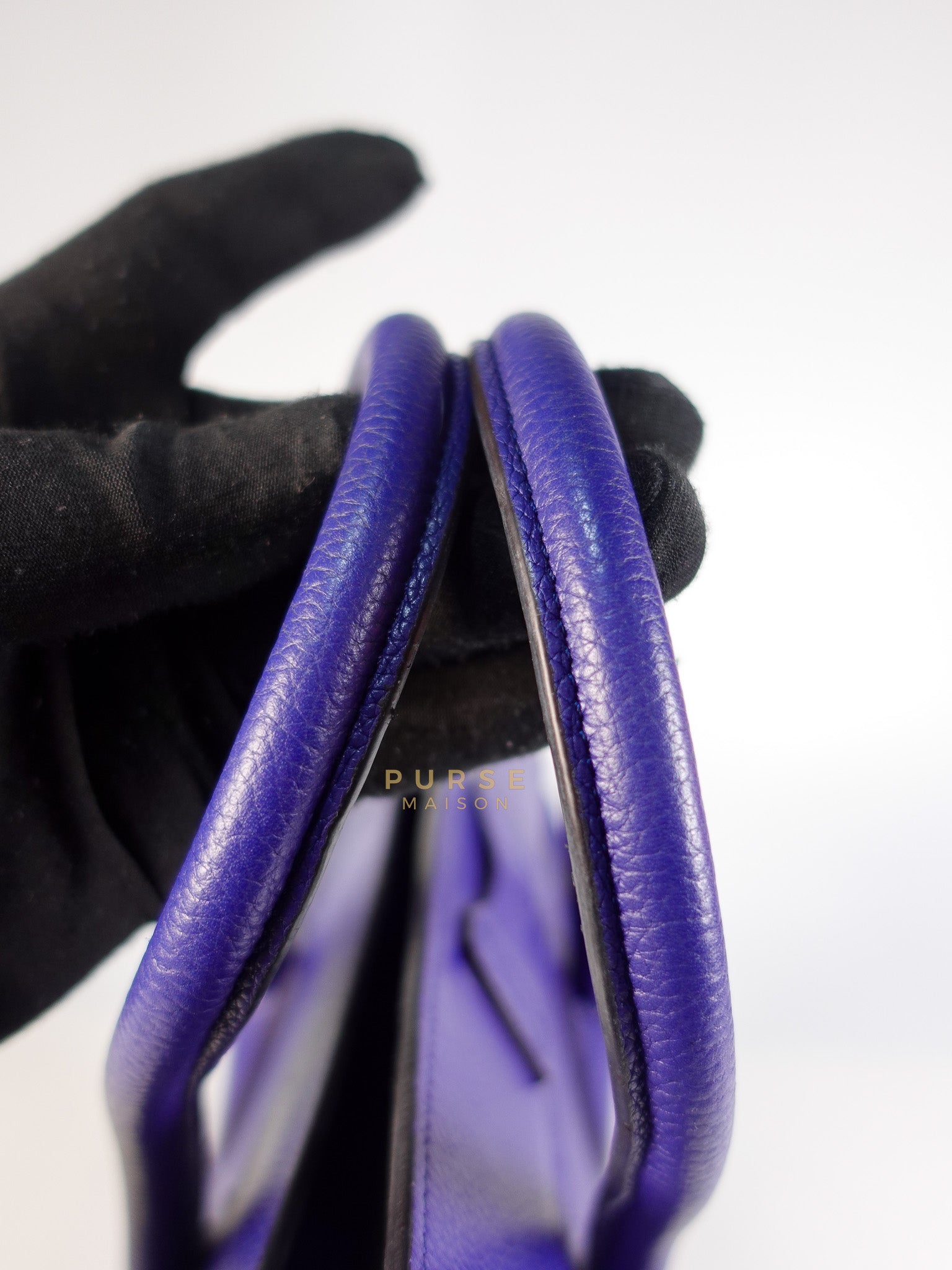 Micro Luggage Tote Bag in Blue Calfskin Leather | Purse Maison Luxury Bags Shop