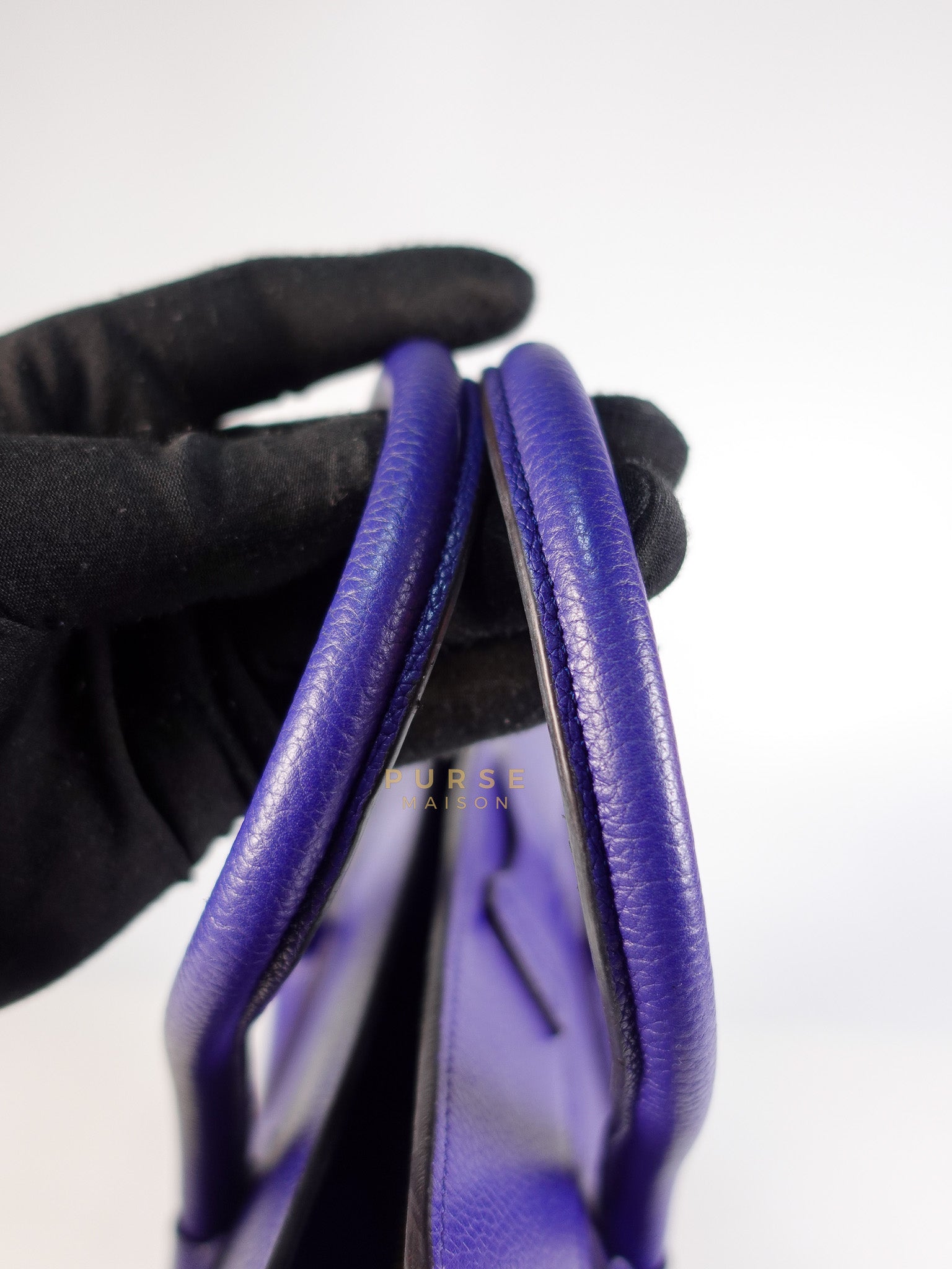 Micro Luggage Tote Bag in Blue Calfskin Leather | Purse Maison Luxury Bags Shop