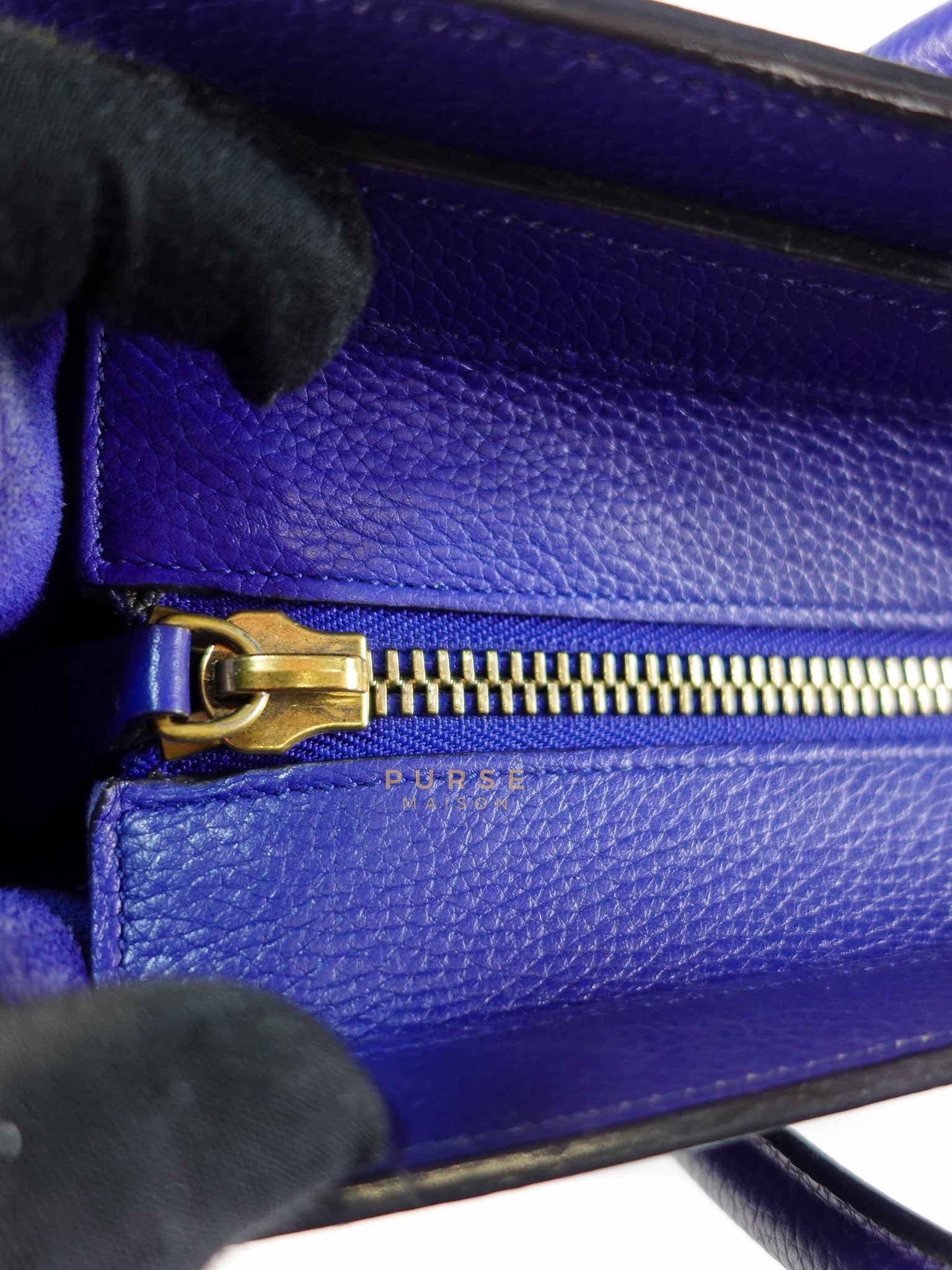 Micro Luggage Tote Bag in Blue Calfskin Leather | Purse Maison Luxury Bags Shop