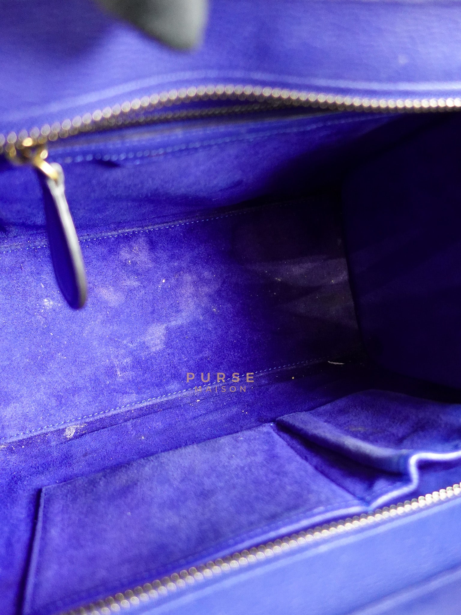 Micro Luggage Tote Bag in Blue Calfskin Leather | Purse Maison Luxury Bags Shop