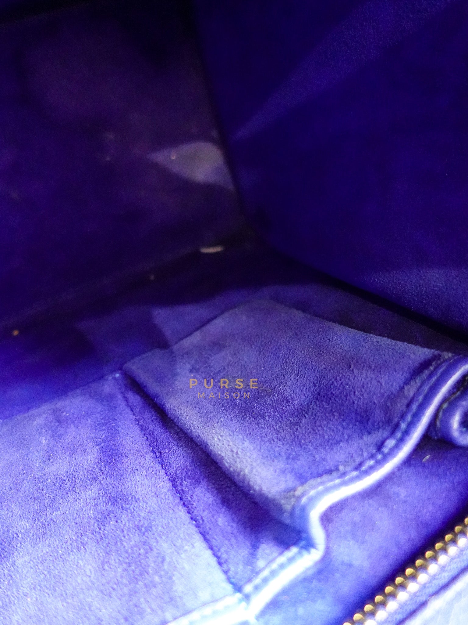 Micro Luggage Tote Bag in Blue Calfskin Leather | Purse Maison Luxury Bags Shop