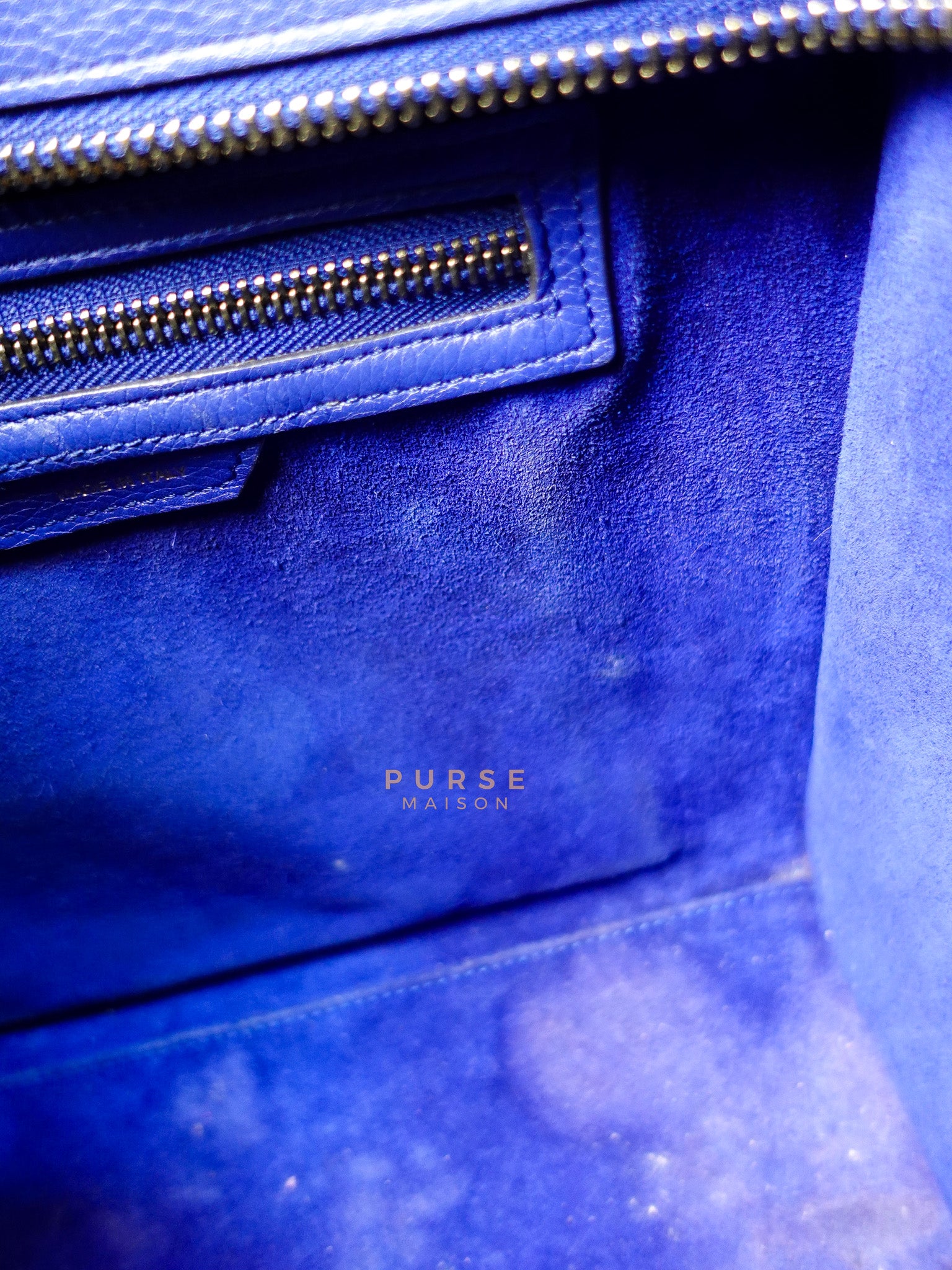 Micro Luggage Tote Bag in Blue Calfskin Leather | Purse Maison Luxury Bags Shop