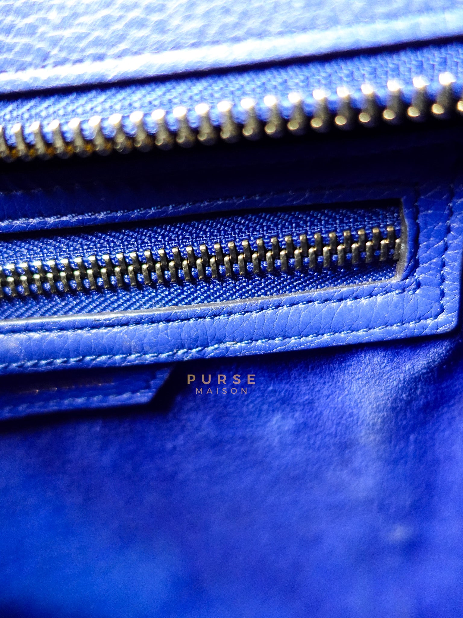 Micro Luggage Tote Bag in Blue Calfskin Leather | Purse Maison Luxury Bags Shop