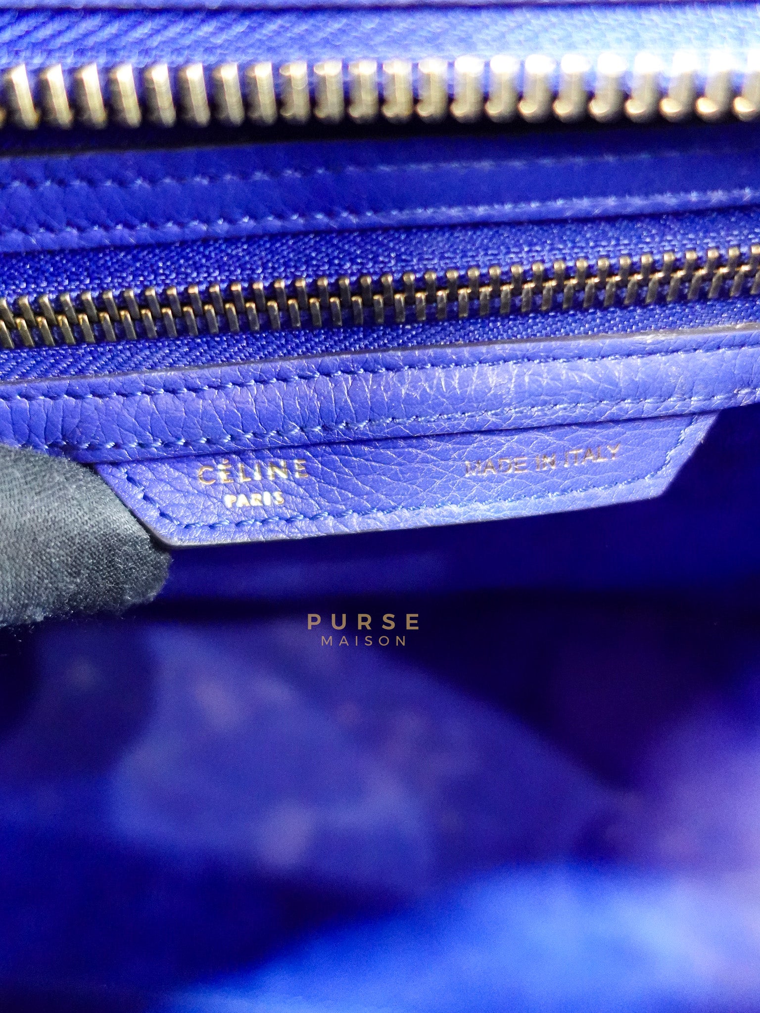 Micro Luggage Tote Bag in Blue Calfskin Leather | Purse Maison Luxury Bags Shop