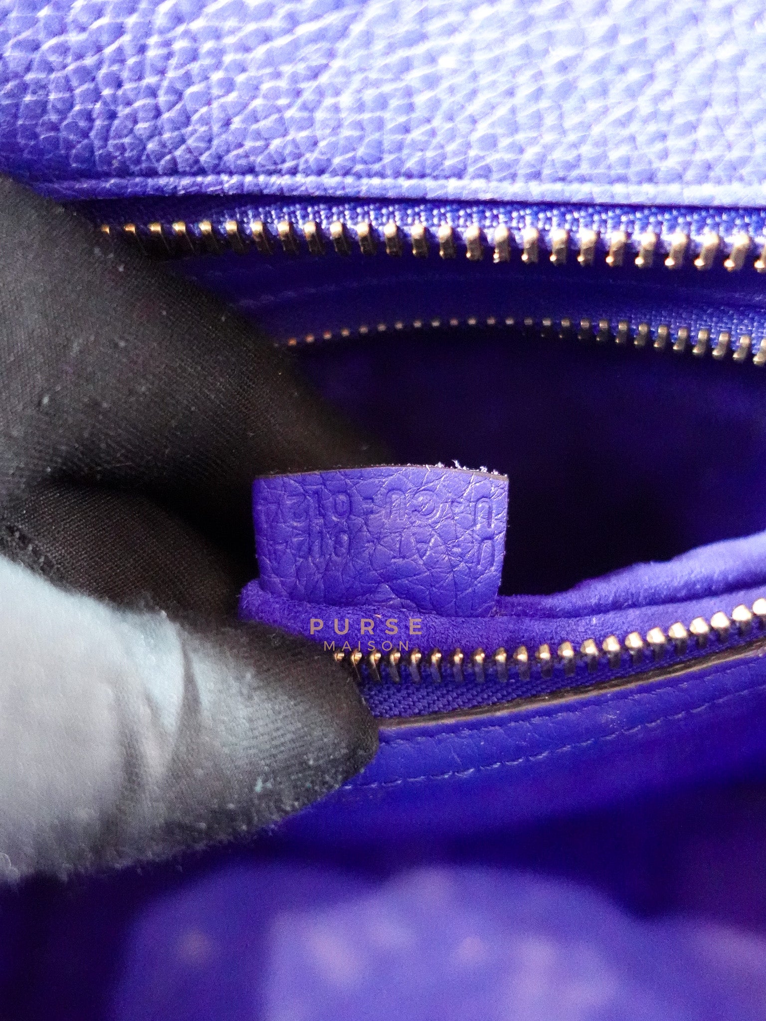 Micro Luggage Tote Bag in Blue Calfskin Leather | Purse Maison Luxury Bags Shop