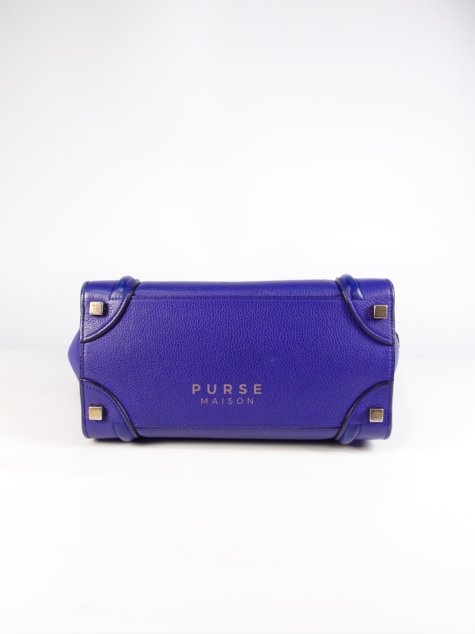 Micro Luggage Tote Bag in Blue Calfskin Leather | Purse Maison Luxury Bags Shop