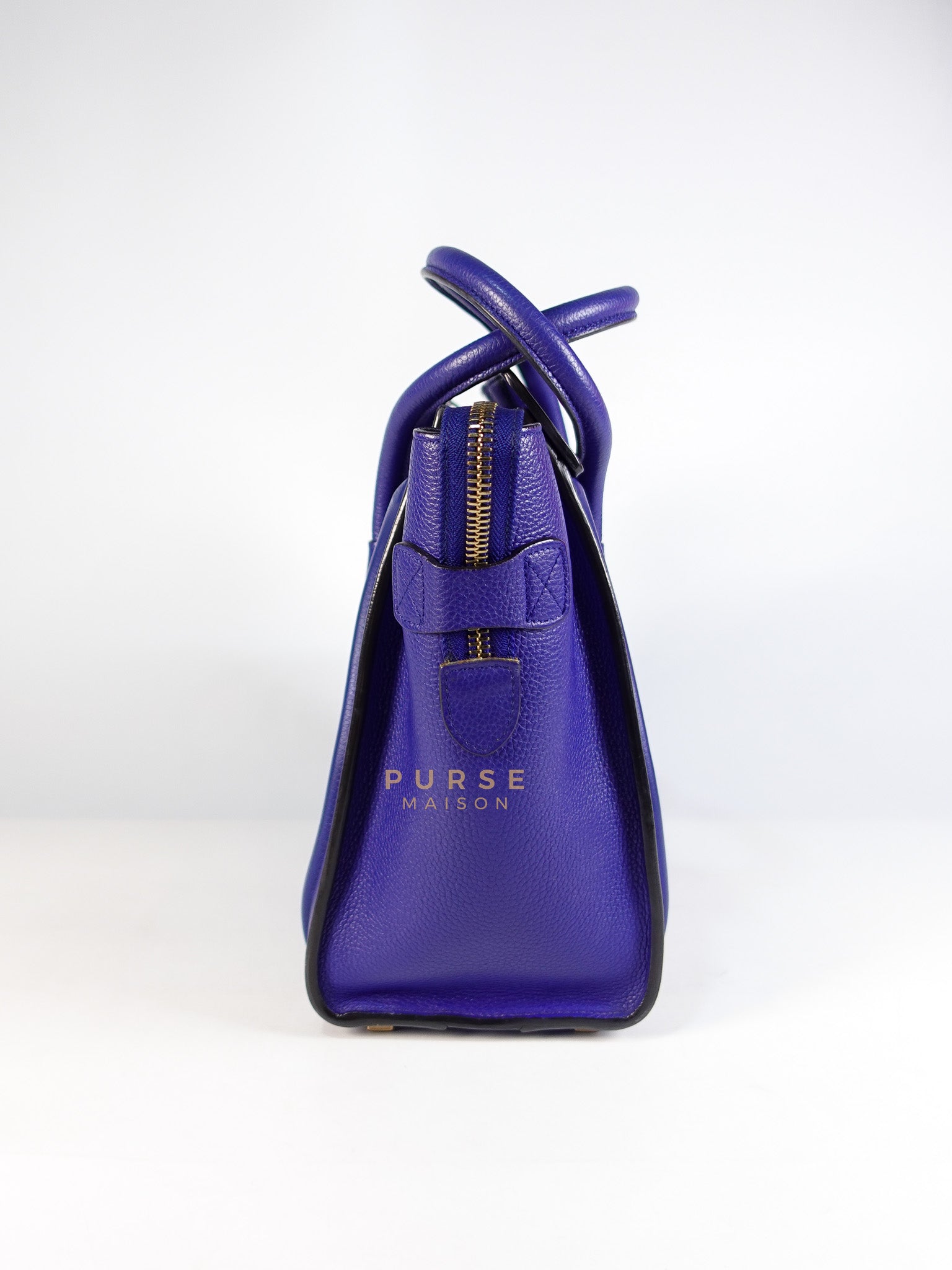 Micro Luggage Tote Bag in Blue Calfskin Leather | Purse Maison Luxury Bags Shop