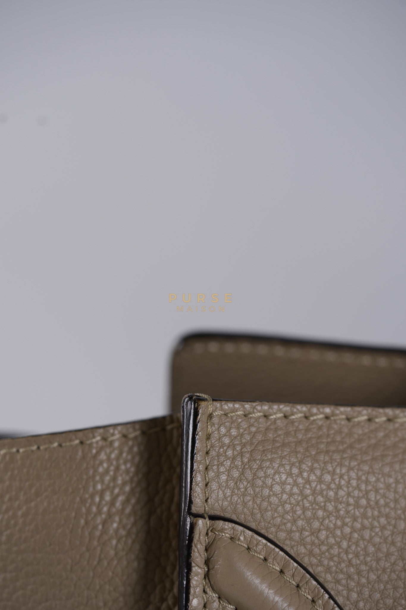 Micro Luggage Tote Bag in Dark Beige Grained Calfskin Leather | Purse Maison Luxury Bags Shop