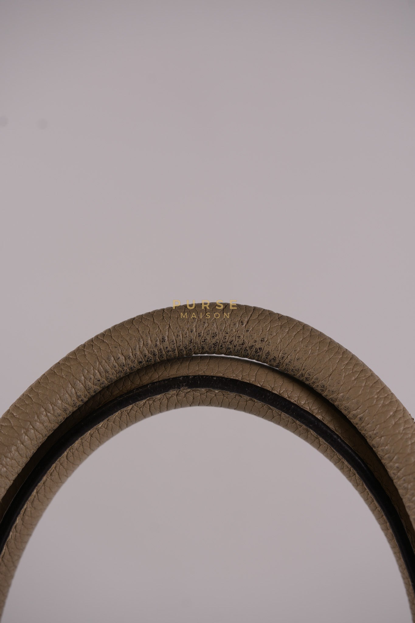 Micro Luggage Tote Bag in Dark Beige Grained Calfskin Leather | Purse Maison Luxury Bags Shop