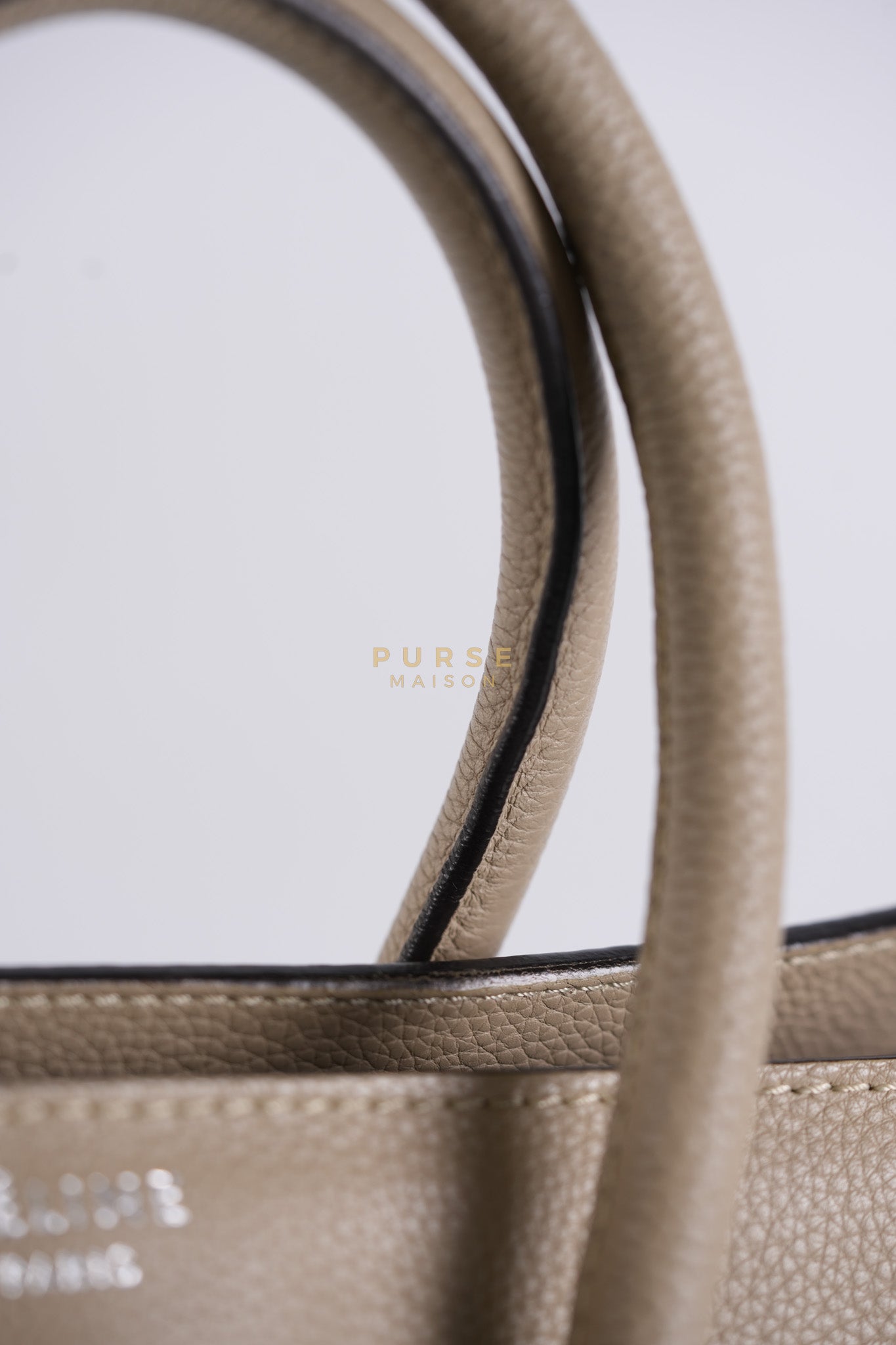 Micro Luggage Tote Bag in Dark Beige Grained Calfskin Leather | Purse Maison Luxury Bags Shop