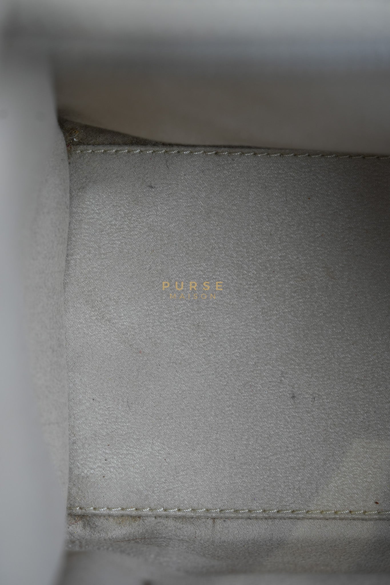 Micro Luggage Tote Bag in Dark Beige Grained Calfskin Leather | Purse Maison Luxury Bags Shop