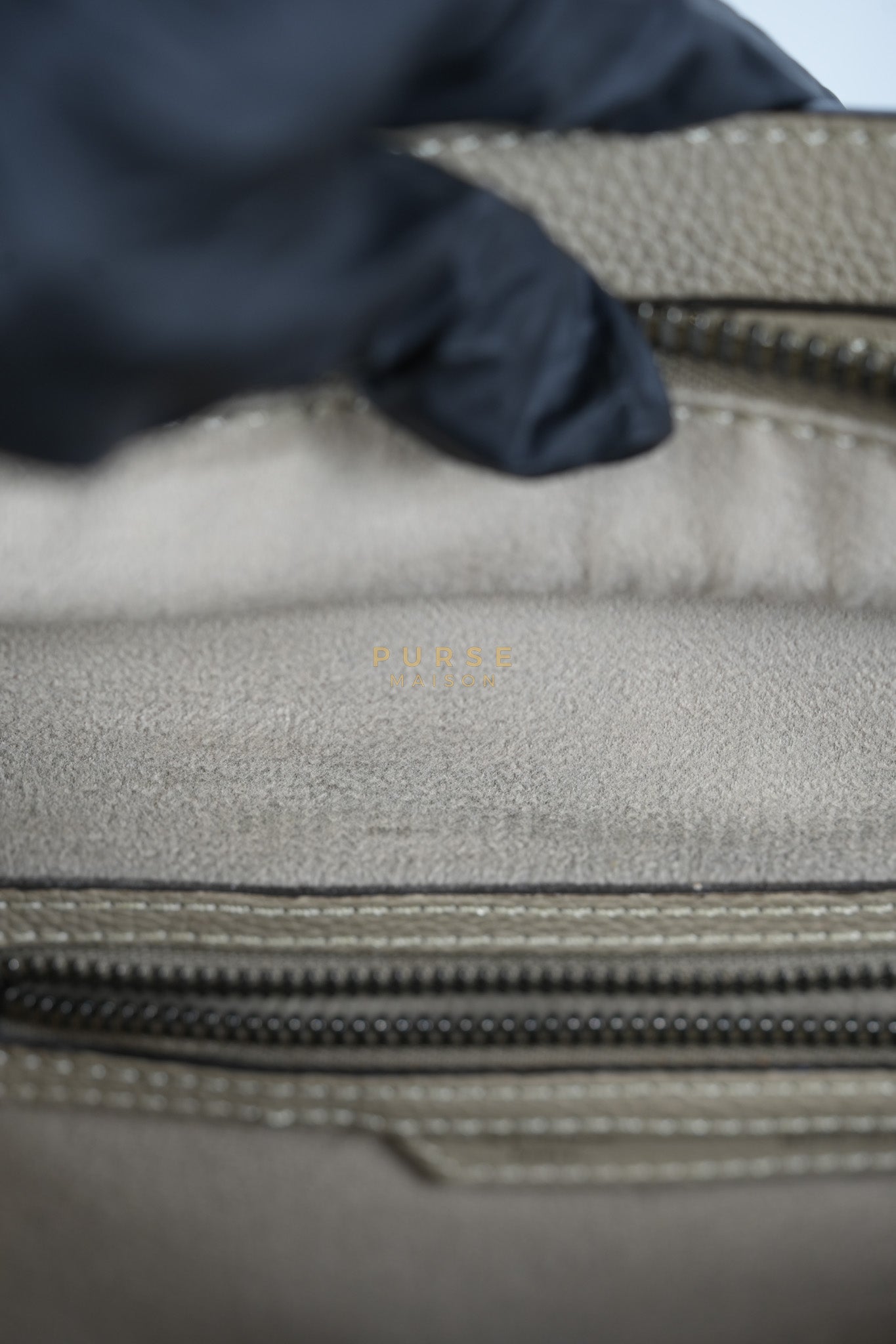 Micro Luggage Tote Bag in Dark Beige Grained Calfskin Leather | Purse Maison Luxury Bags Shop