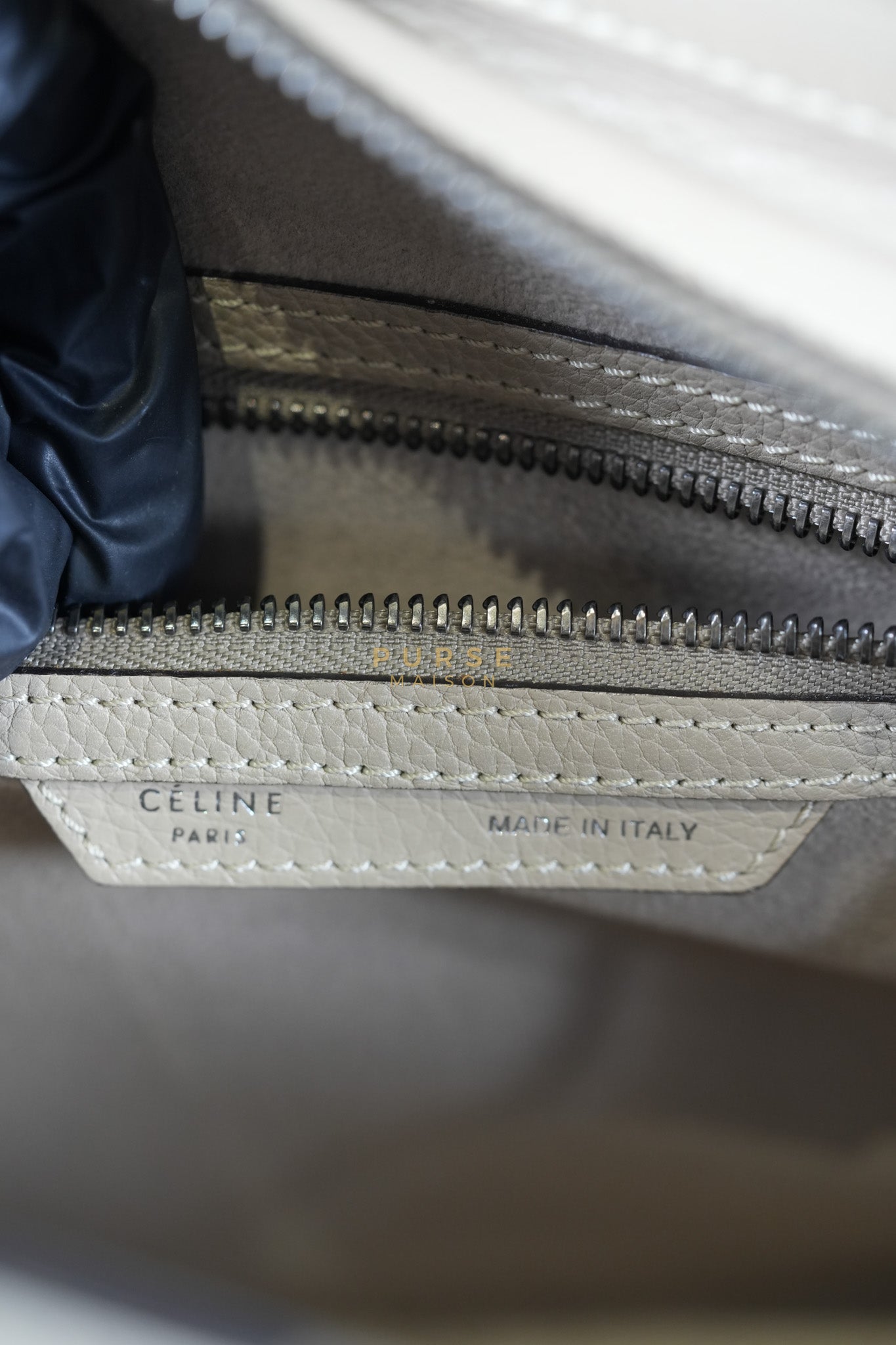 Micro Luggage Tote Bag in Dark Beige Grained Calfskin Leather | Purse Maison Luxury Bags Shop