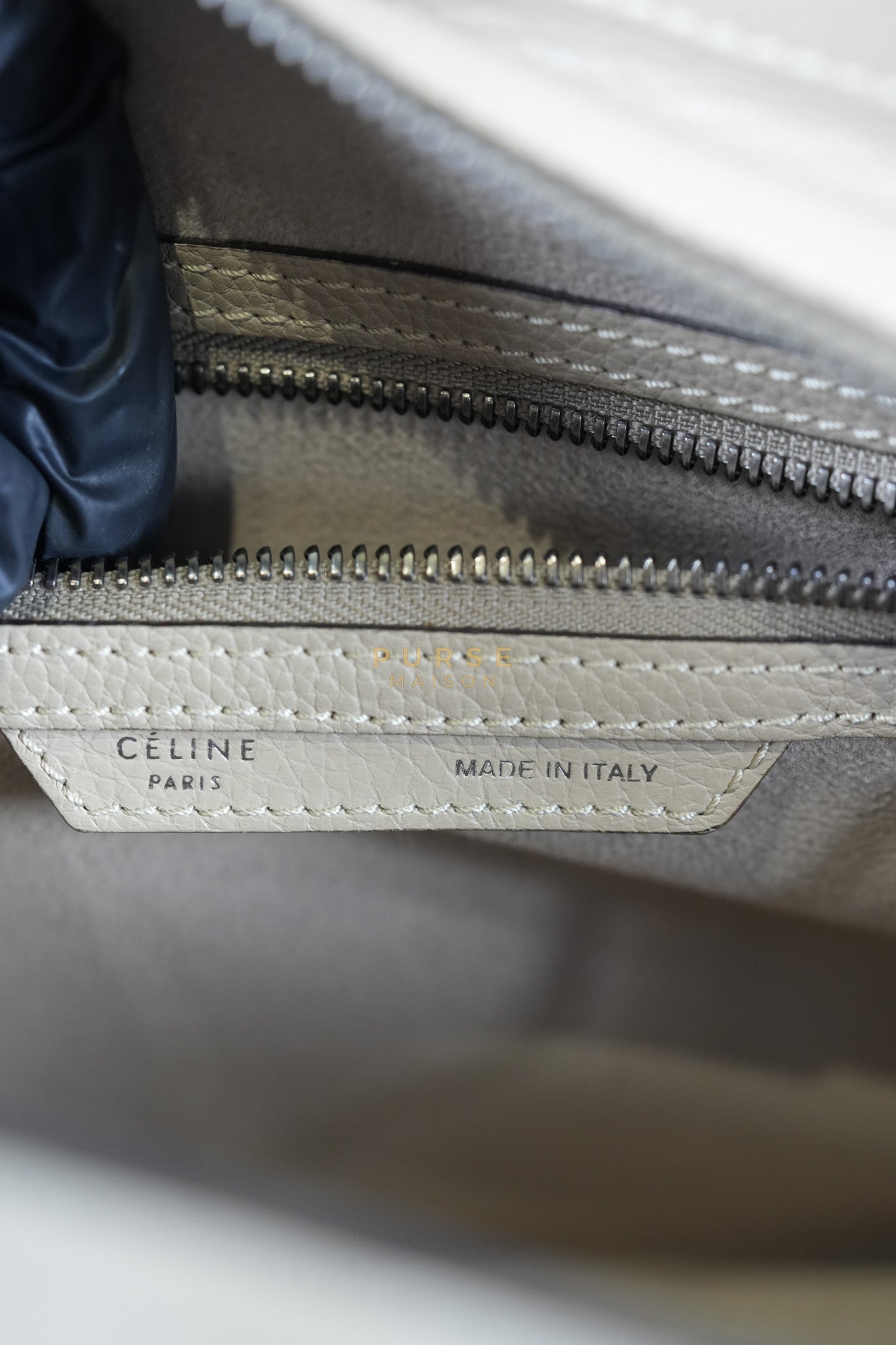 Micro Luggage Tote Bag in Dark Beige Grained Calfskin Leather | Purse Maison Luxury Bags Shop