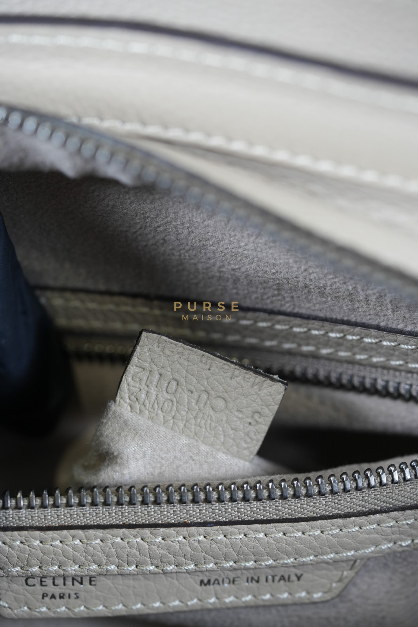 Micro Luggage Tote Bag in Dark Beige Grained Calfskin Leather | Purse Maison Luxury Bags Shop