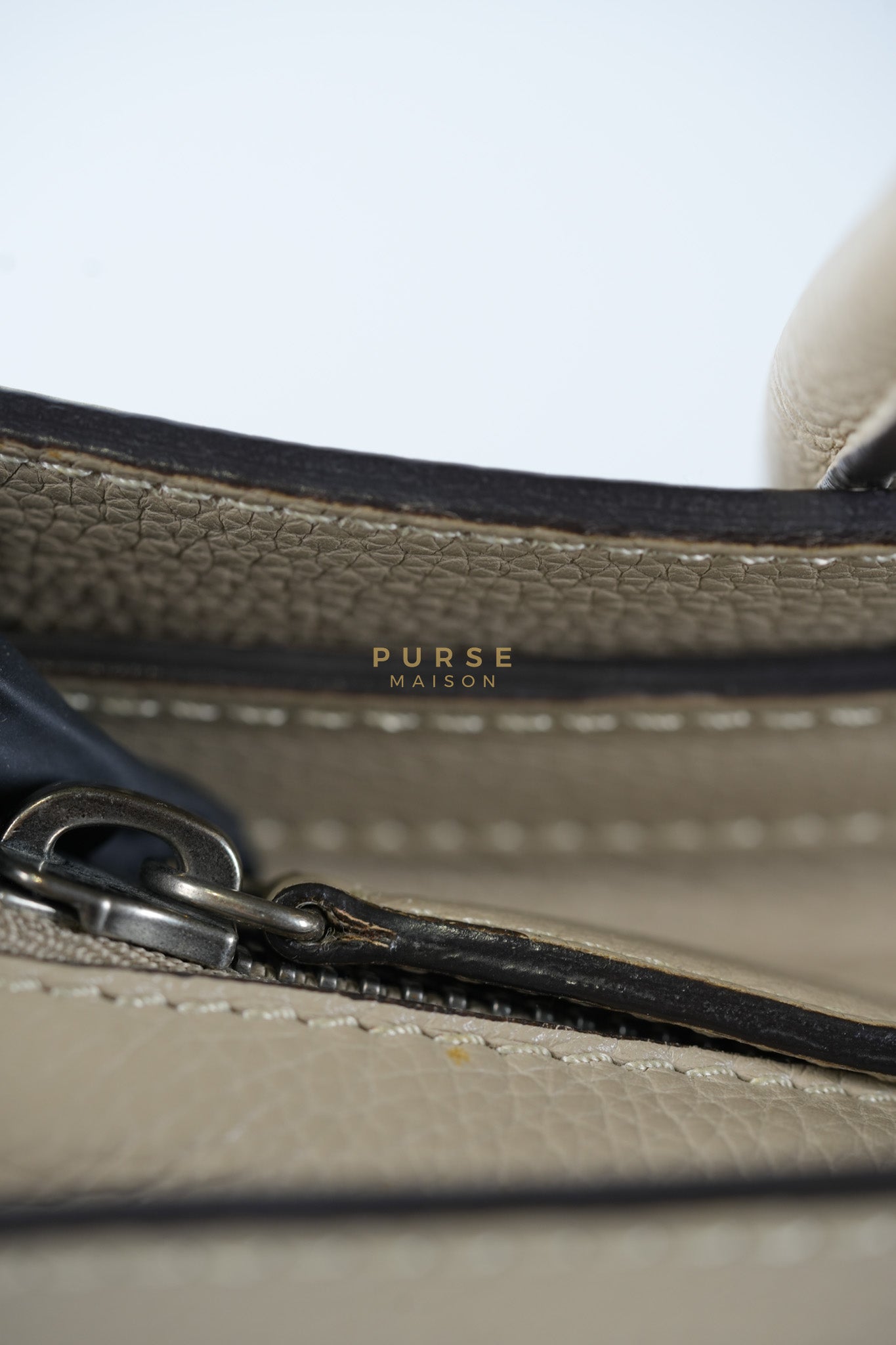 Micro Luggage Tote Bag in Dark Beige Grained Calfskin Leather | Purse Maison Luxury Bags Shop