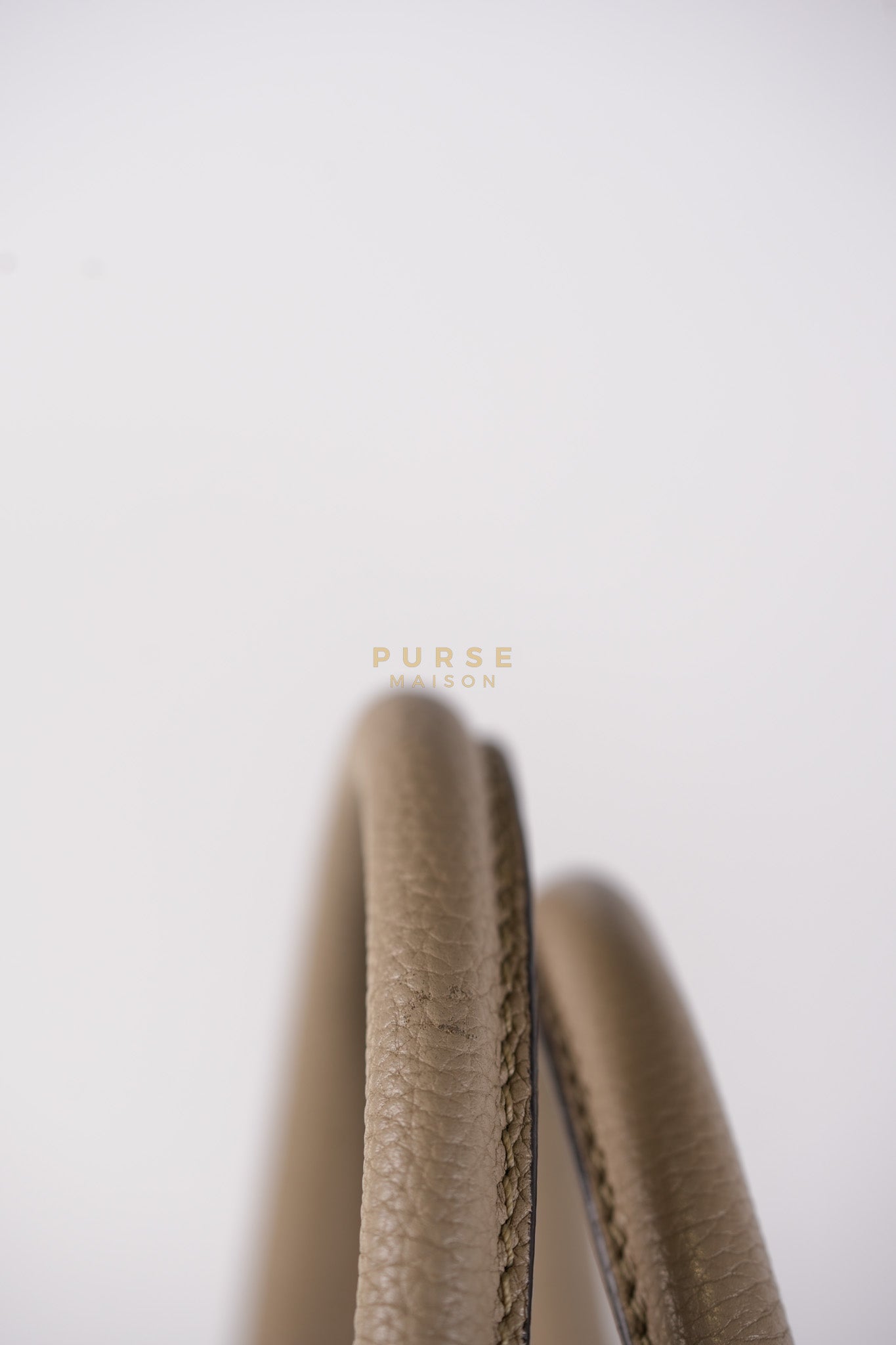 Micro Luggage Tote Bag in Dark Beige Grained Calfskin Leather | Purse Maison Luxury Bags Shop