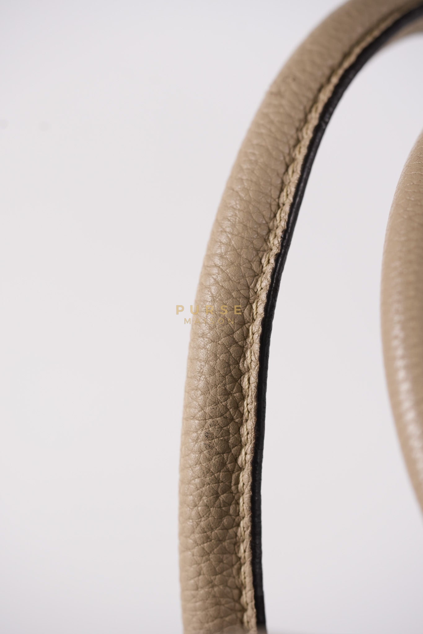 Micro Luggage Tote Bag in Dark Beige Grained Calfskin Leather | Purse Maison Luxury Bags Shop