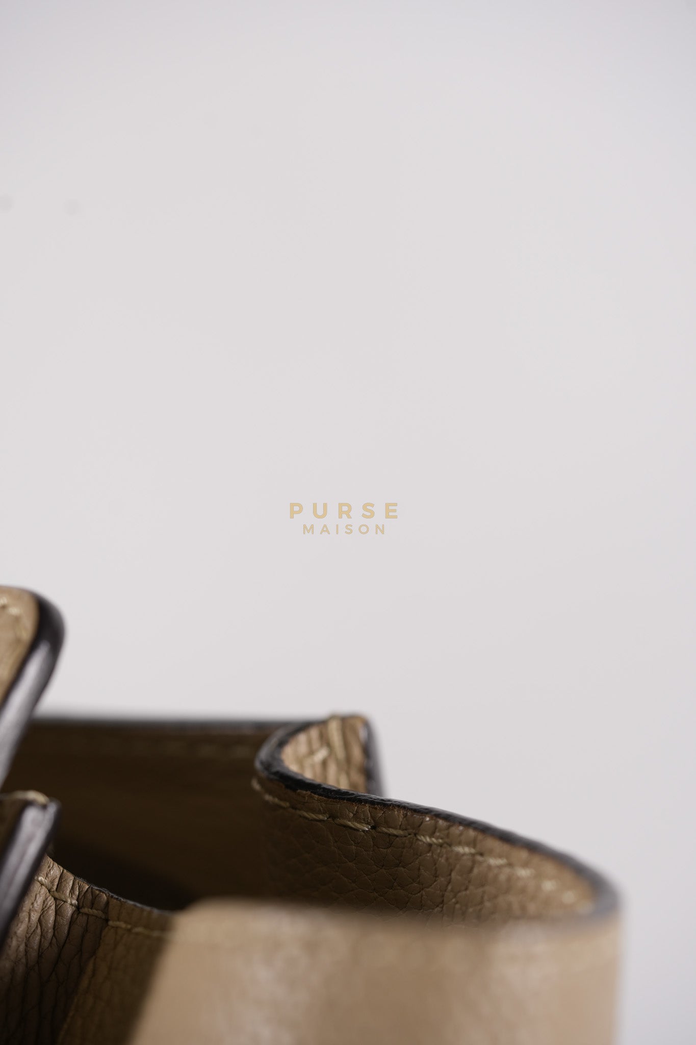 Micro Luggage Tote Bag in Dark Beige Grained Calfskin Leather | Purse Maison Luxury Bags Shop