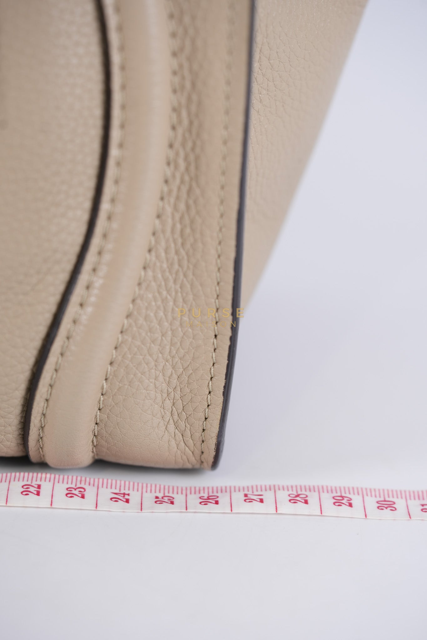 Micro Luggage Tote Bag in Dark Beige Grained Calfskin Leather | Purse Maison Luxury Bags Shop