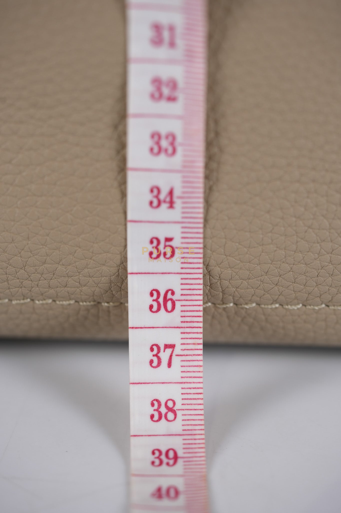 Micro Luggage Tote Bag in Dark Beige Grained Calfskin Leather | Purse Maison Luxury Bags Shop