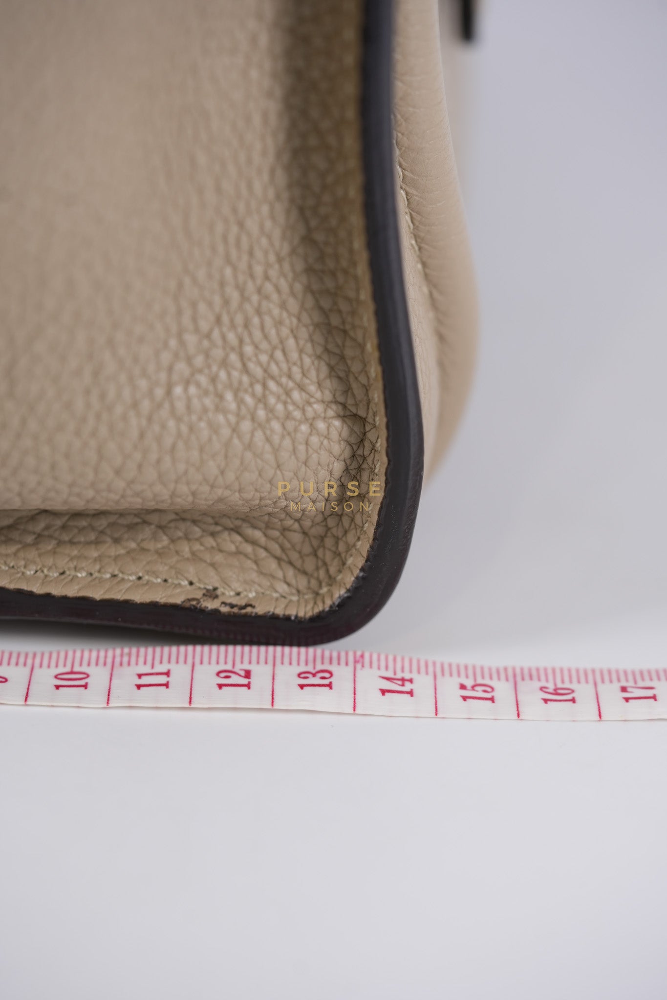 Micro Luggage Tote Bag in Dark Beige Grained Calfskin Leather | Purse Maison Luxury Bags Shop