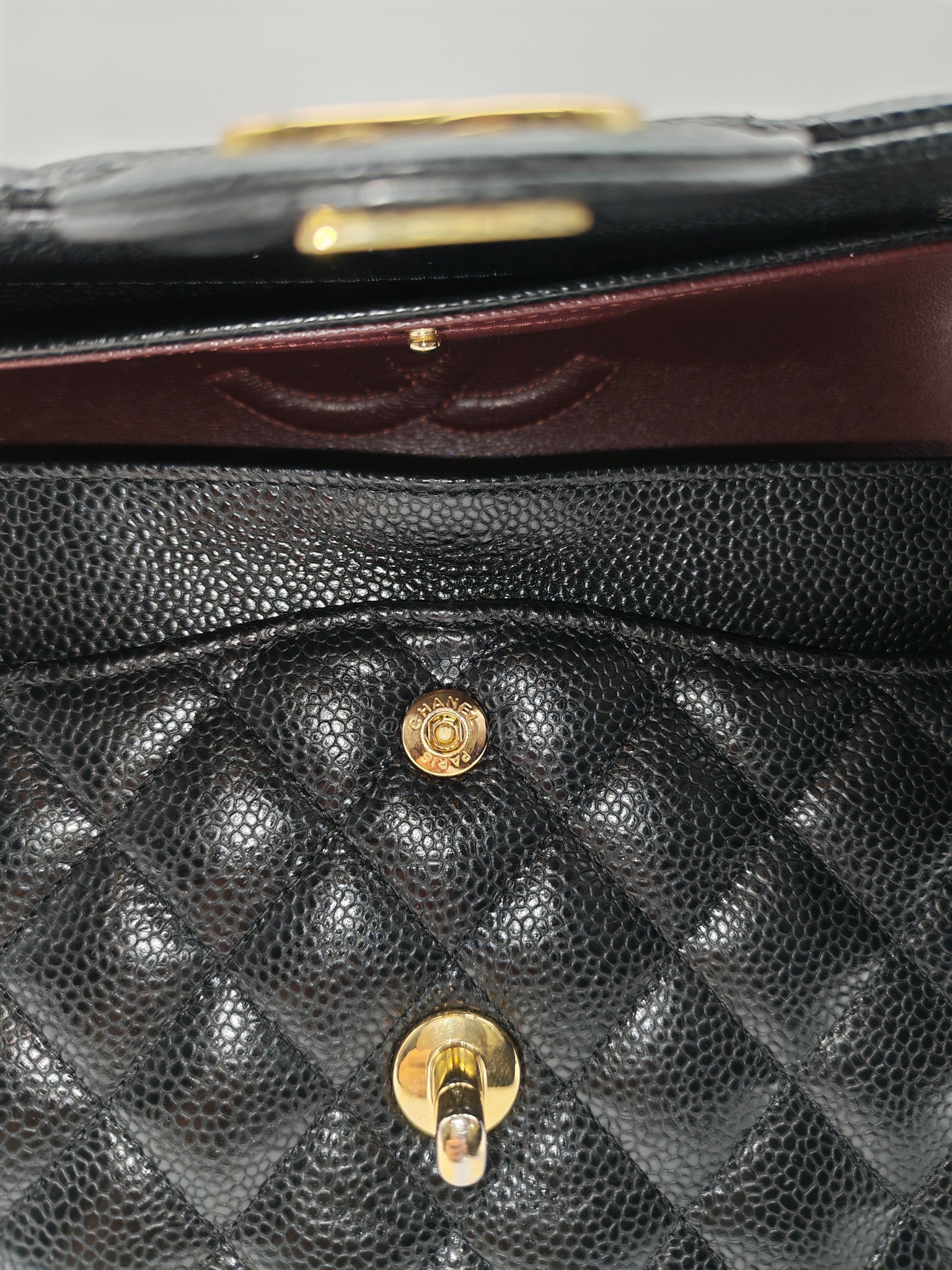 Classic Double Flap Medium in Black Quilted Caviar Leather and Gold Hardware Microchip
