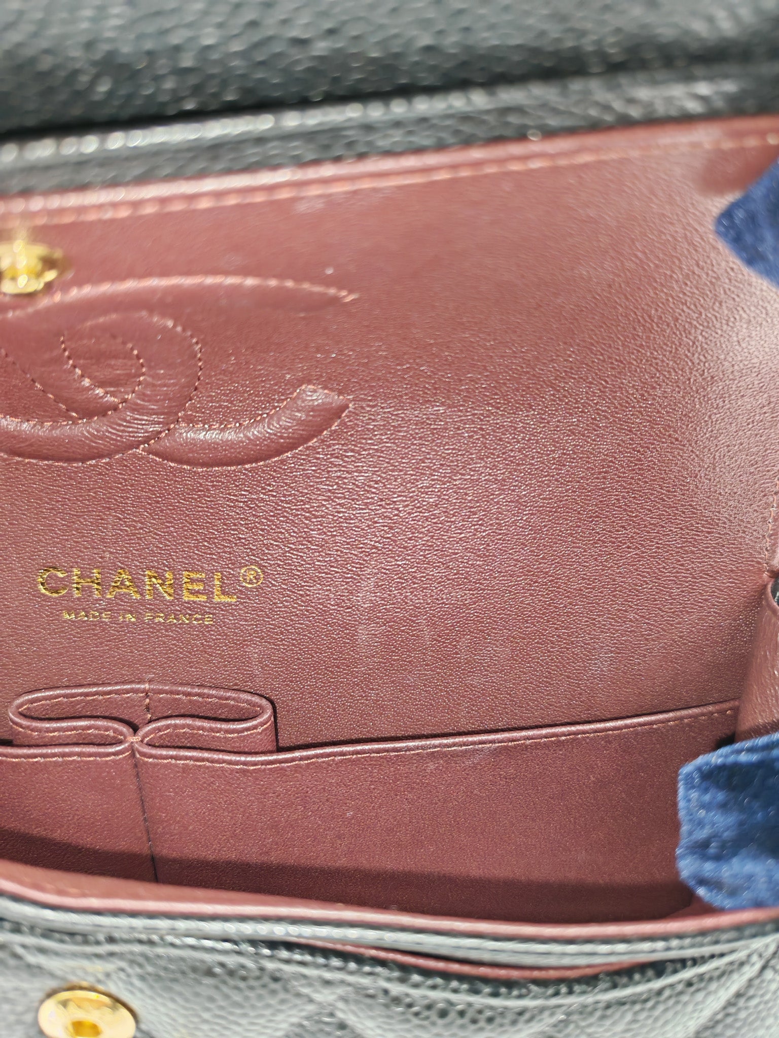 Classic Double Flap Medium in Black Quilted Caviar Leather and Gold Hardware Microchip