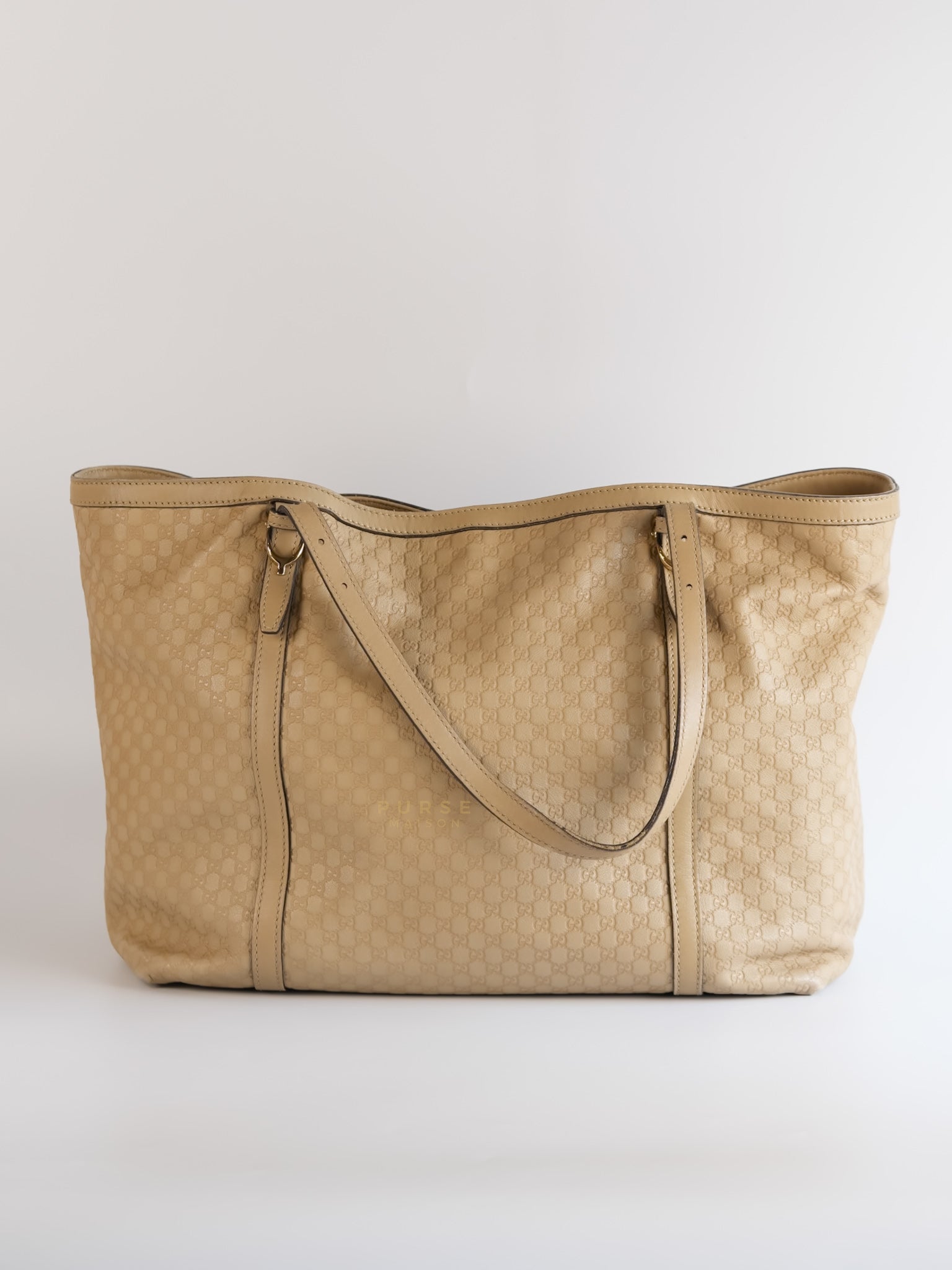 Microguccissima Leather Tote Bag in Beige | Purse Maison Luxury Bags Shop