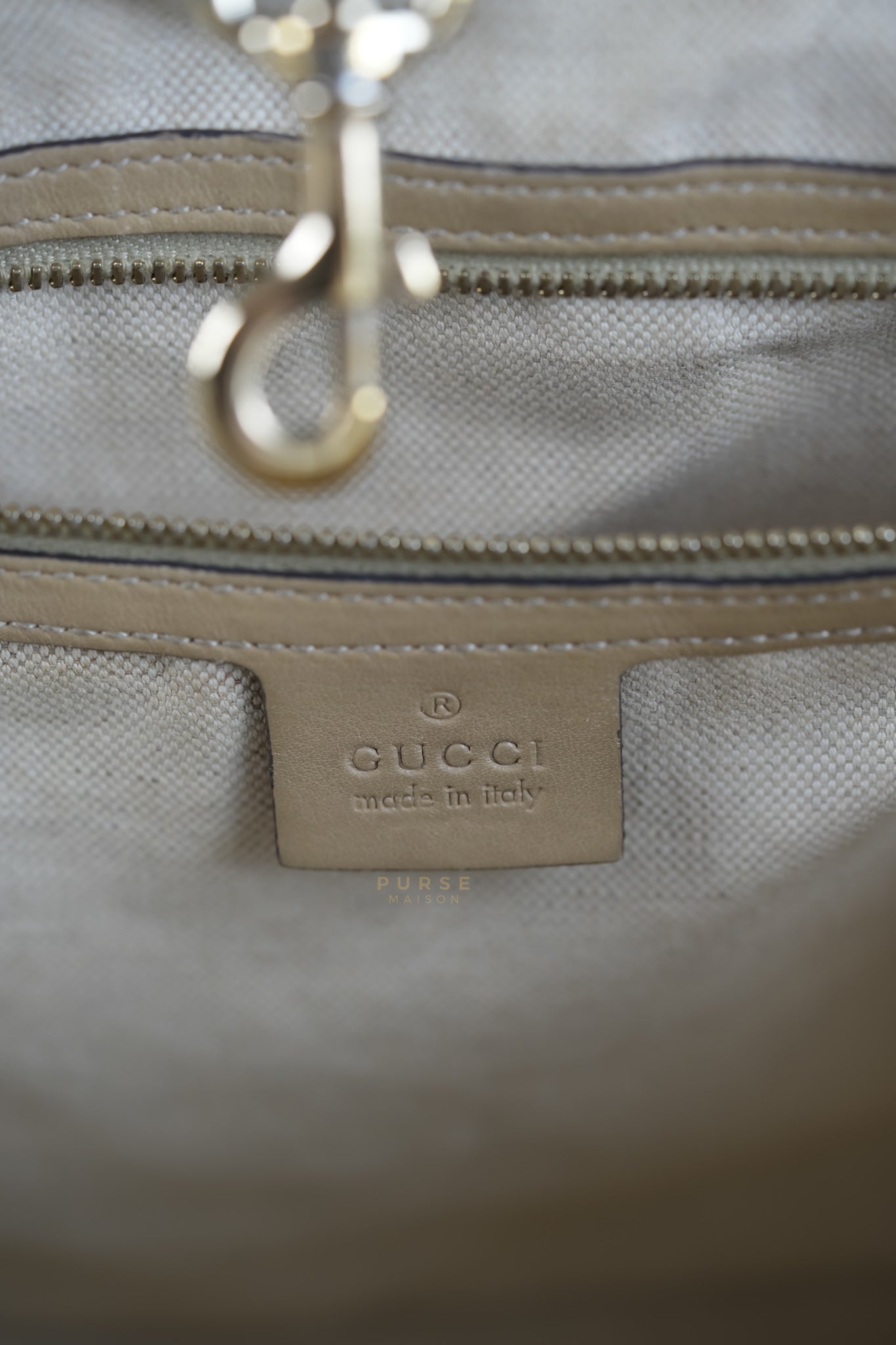 Microguccissima Leather Tote Bag in Beige | Purse Maison Luxury Bags Shop